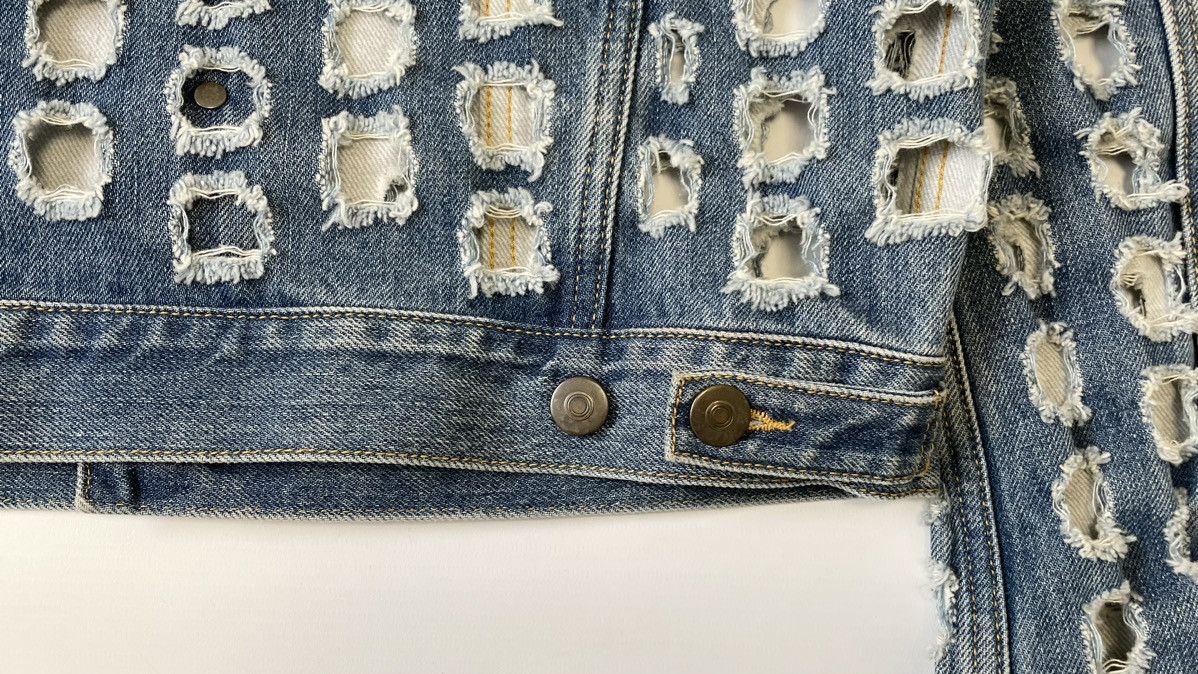 Maison Margiela ‘Laser Hole Cut’ Blue Denim Jacket Size S / US 4 / IT 40 - 14 Thumbnail