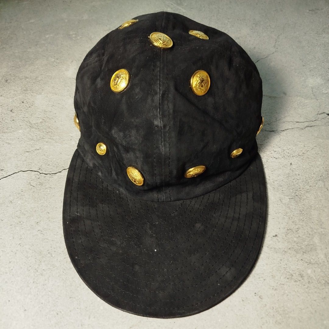 Versace Gianni Versace Black Suede Medusa Hat Size ONE SIZE - 1 Thumbnail