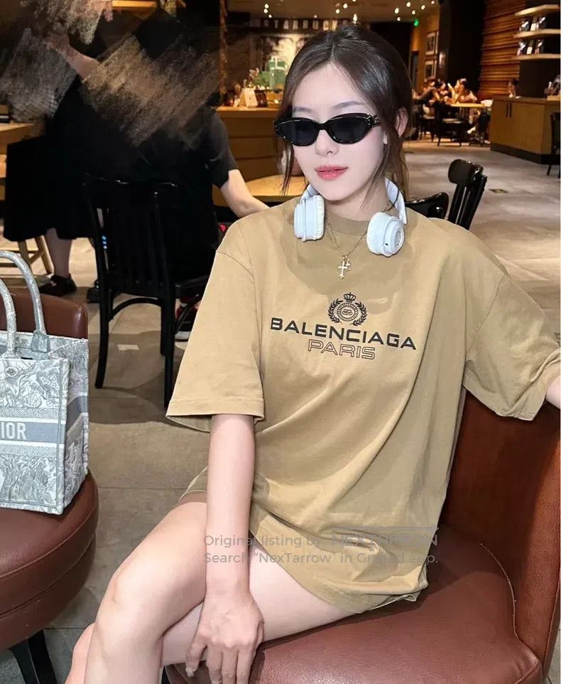 Balenciaga Balenciaga Khaki Color Wheat Crown Short Sleeve Size US S / EU 44-46 / 1 - 8 Thumbnail