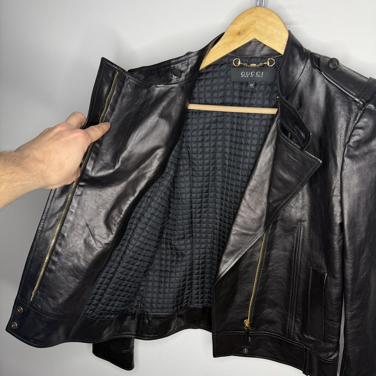 Gucci Gucci Black Leather Jacket Biker by Tom Ford Y2K Size S / US 4 / IT 40 - 12 Thumbnail