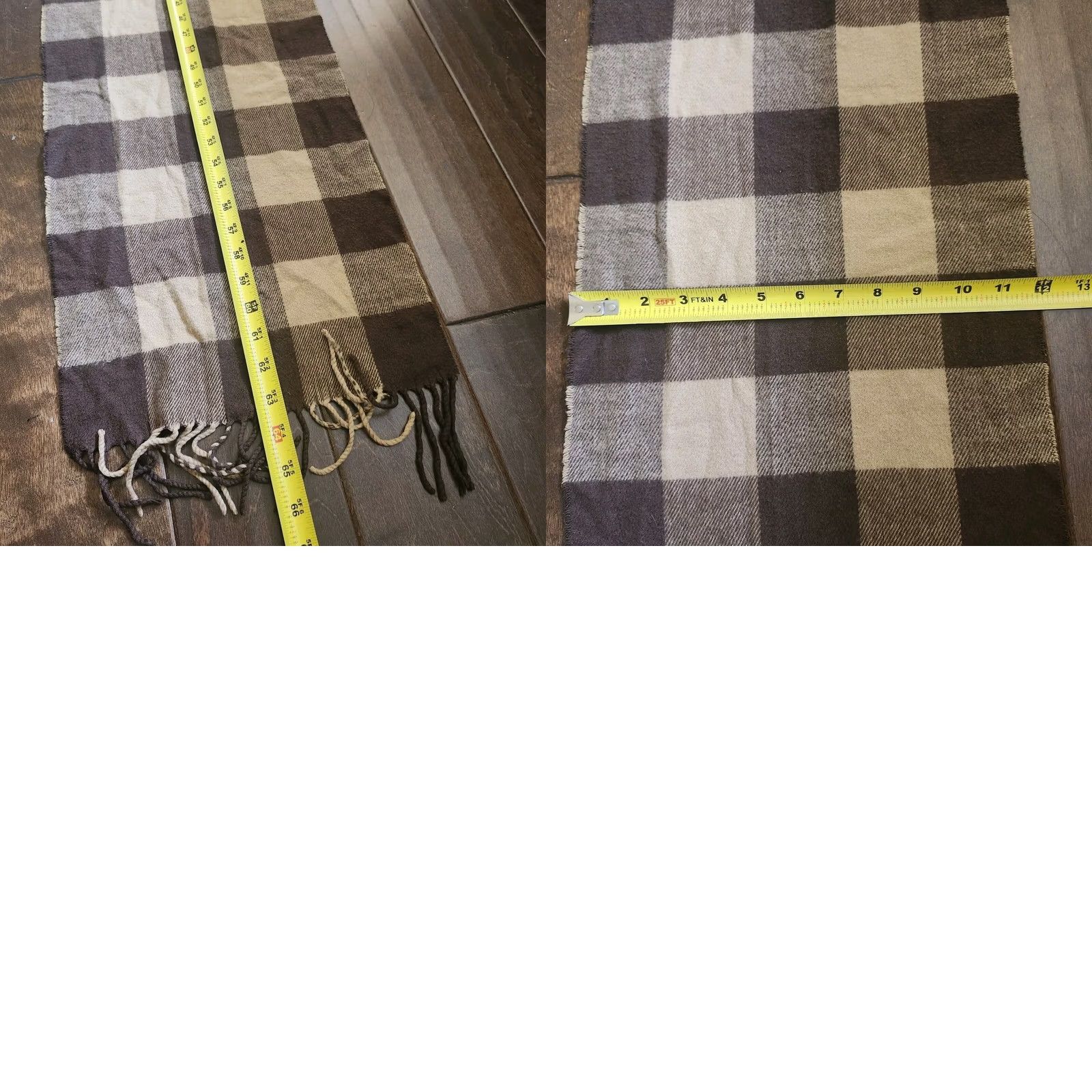 Vintage Winter Brown & Tan Plaid Scarf - Unbranded Rectangle Unisex, Machine Washable, Winter, Fall, Adults? Size ONE SIZE - 9 Thumbnail