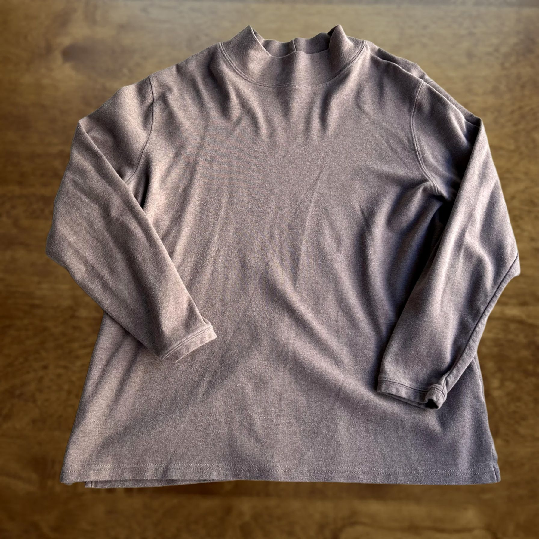 Vintage L.L. Bean Shirt Womens XL Brown Mock Neck Long Sleeve Cotton Knit Basic Top Size XL / US 12-14 / IT 48-50 - 1 Thumbnail