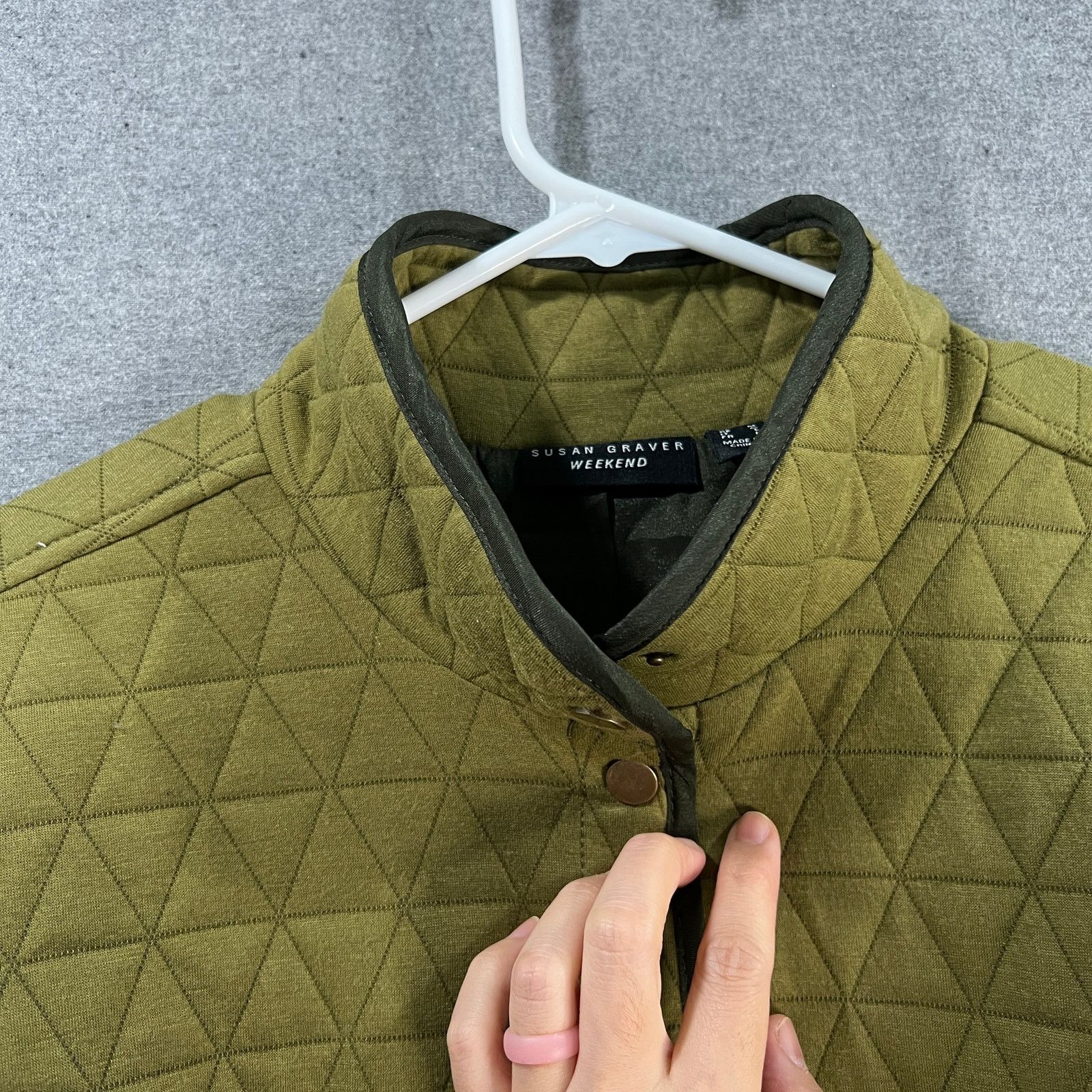 Other Susan Graver Weekend Quilted Knit Snap Front Mock Neck Size M / US 6-8 / IT 42-44 - 10 Thumbnail
