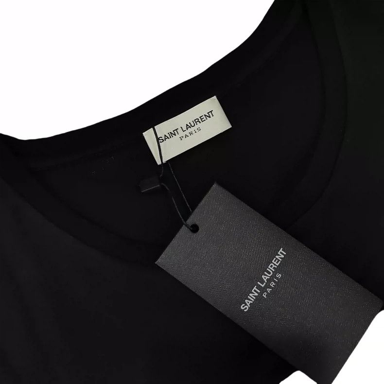 Saint Laurent Paris Saint Laurent Paris Black thin round neck short sleeve Size S / US 4 / IT 40 - 3 Thumbnail