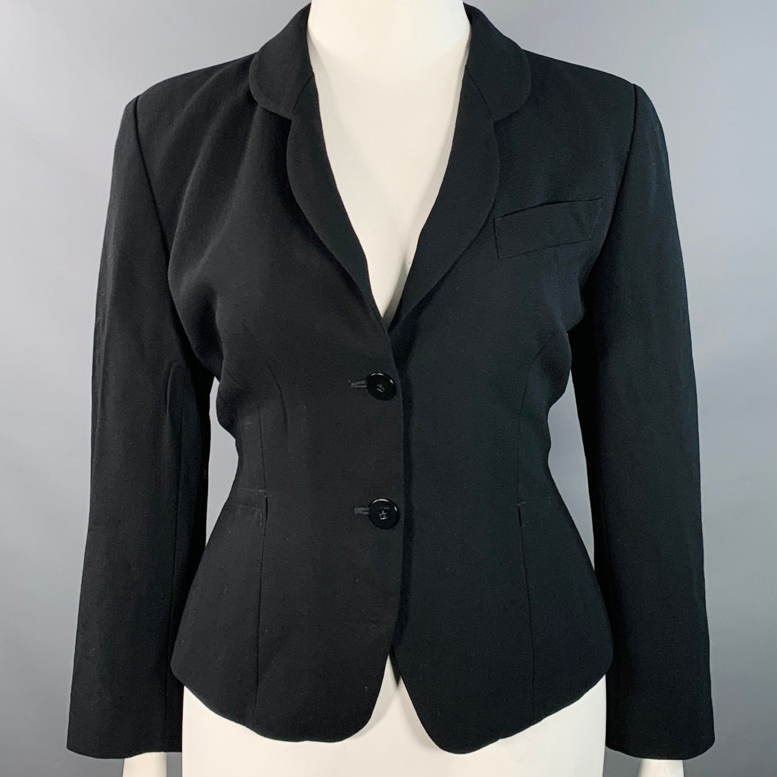 Giorgio Armani Size 14 Black Wool Single Breasted Jacket Blazer Size XL / US 12-14 / IT 48-50 - 1 Thumbnail