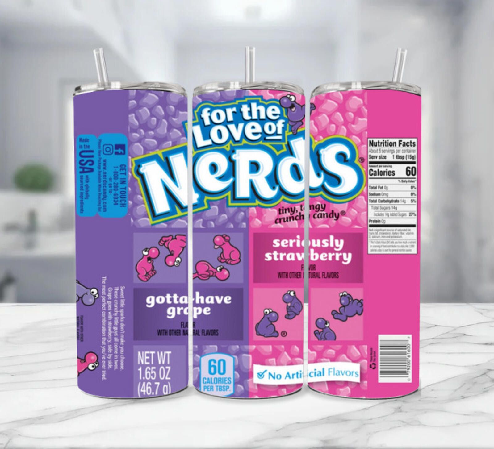 The Unbranded Brand Nerds Strawberry Candy Stainless Steel Tumbler - 20 Ounce Size ONE SIZE - 1 Thumbnail
