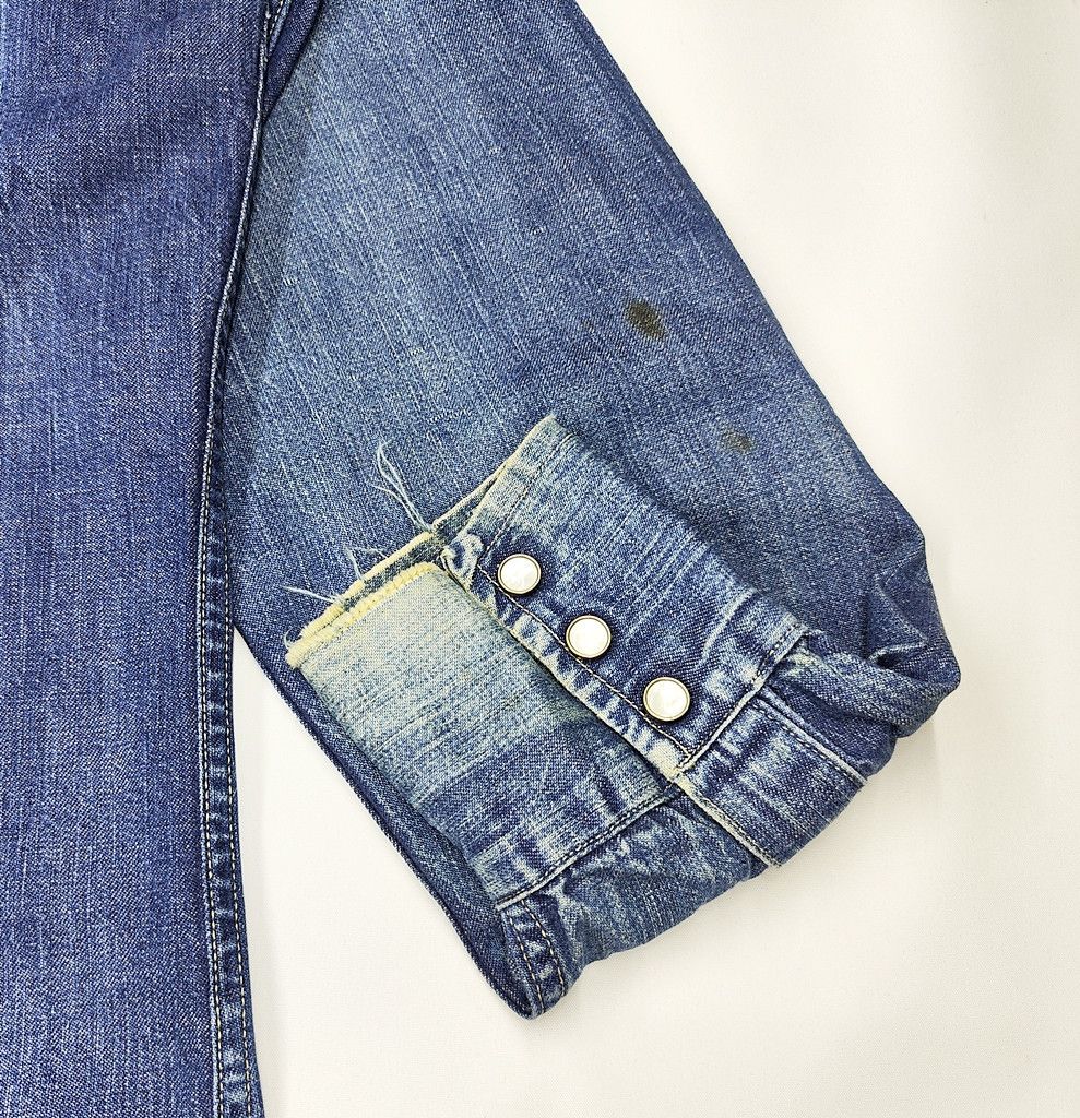Levi's Distressed LEVIS longhorn denim western pearl snap button Size US M / EU 48-50 / 2 - 4 Thumbnail