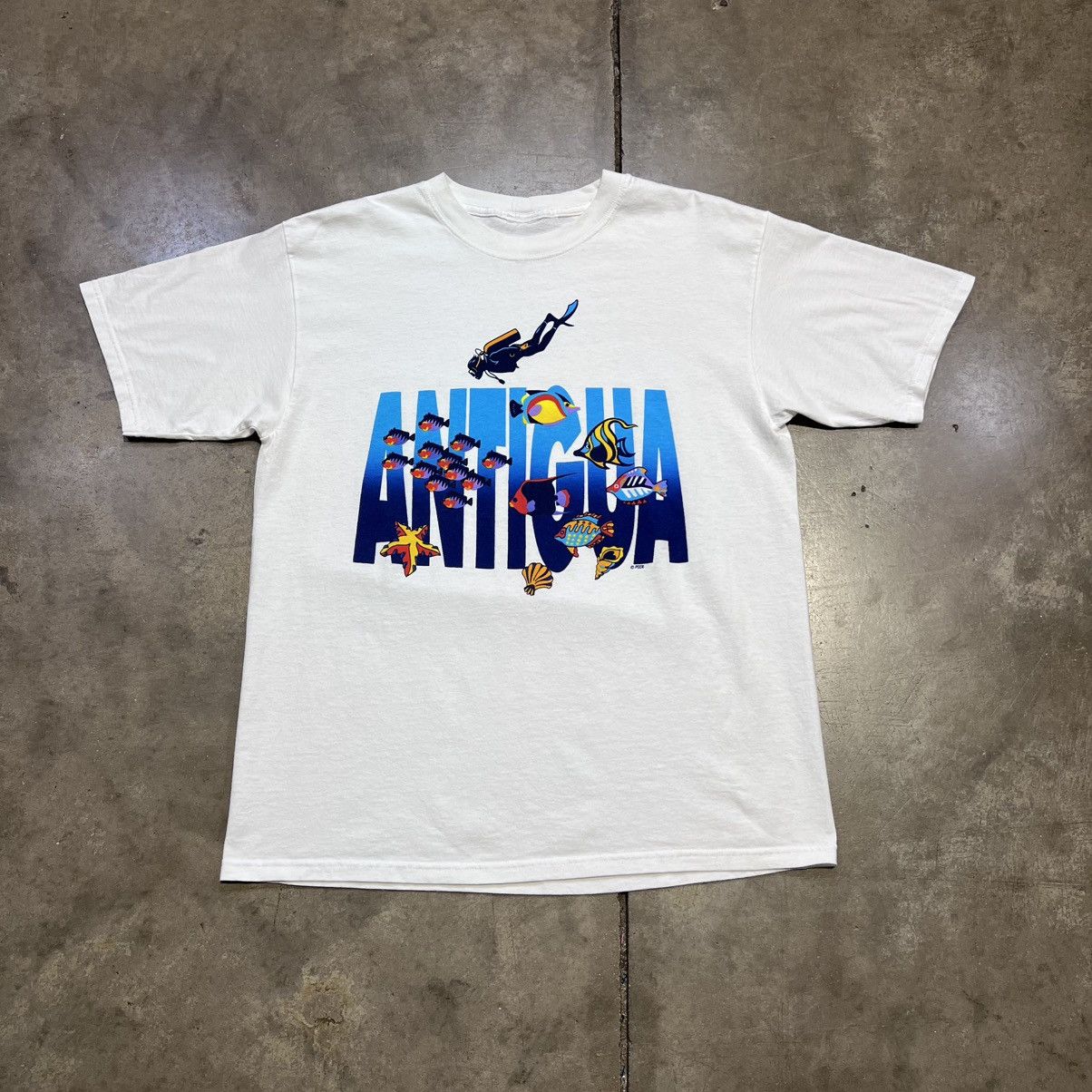 Vintage Vintage Antigua Fish Ocean Tourist Souvenir Graphic Tee 90s Size US L / EU 52-54 / 3 - 1 Thumbnail