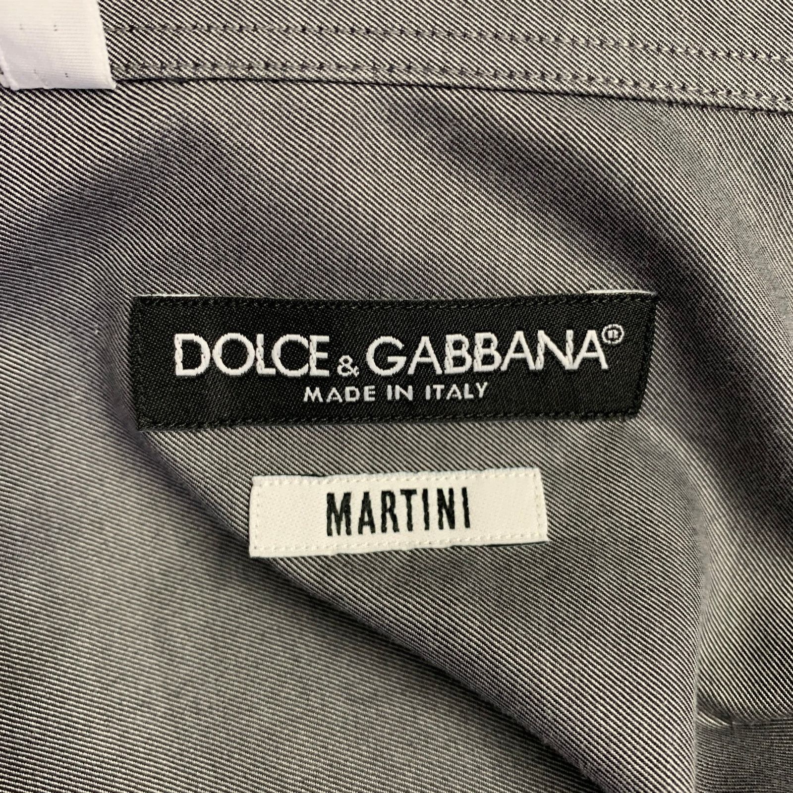 Dolce & Gabbana Size M Grey Cotton Button Up Long Sleeve Shirt Size US M / EU 48-50 / 2 - 5 Thumbnail