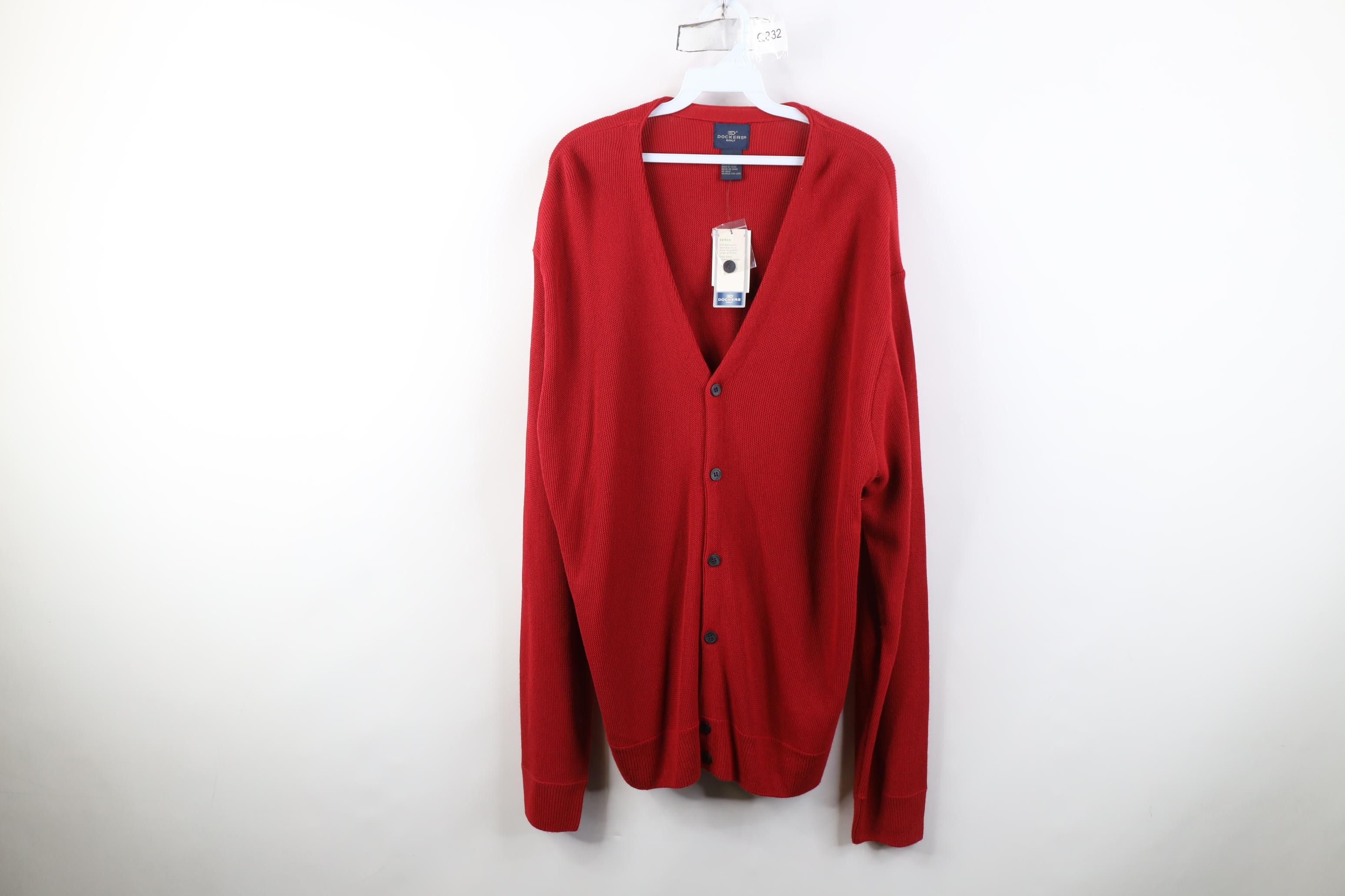 Dockers Deadstock Vintage 90s Dockers Golf Knit Cardigan Sweater Red Size US XL / EU 56 / 4 - 1 Thumbnail