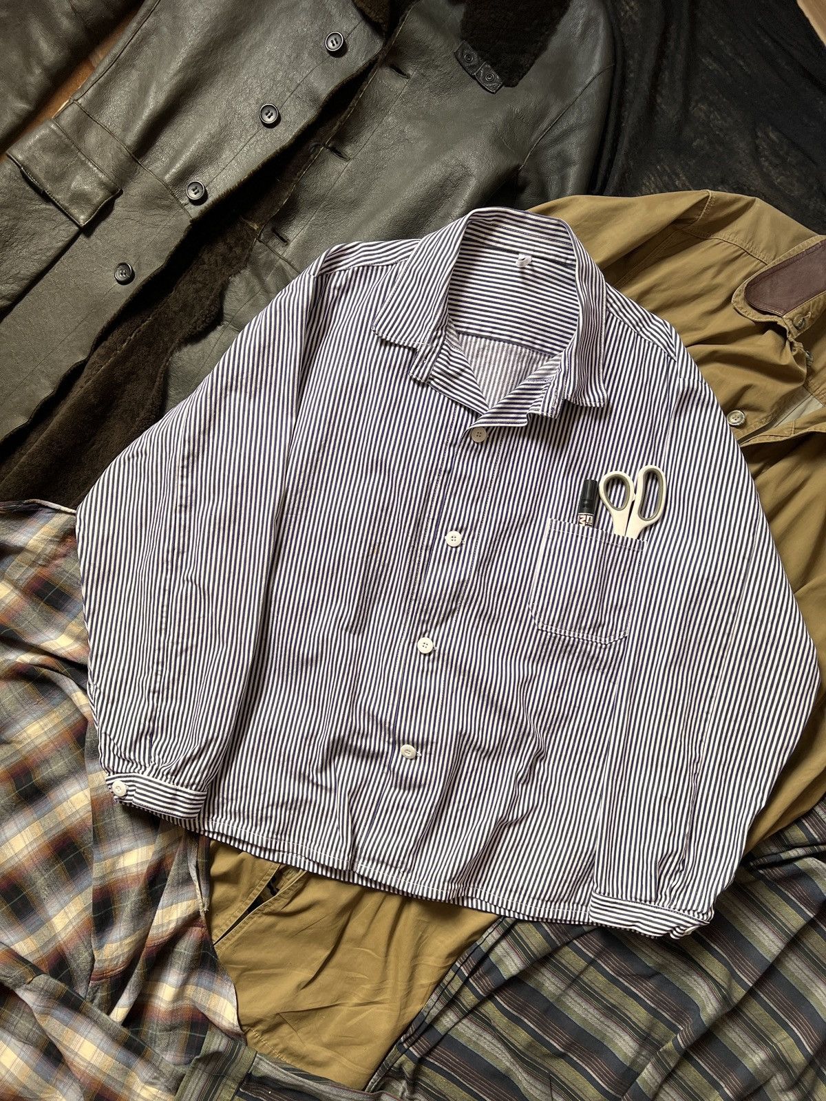 Le Laboureur Vintage Striped Workwear Chore Jacket Vetra Antique Robe Size US XL / EU 56 / 4 - 3 Thumbnail