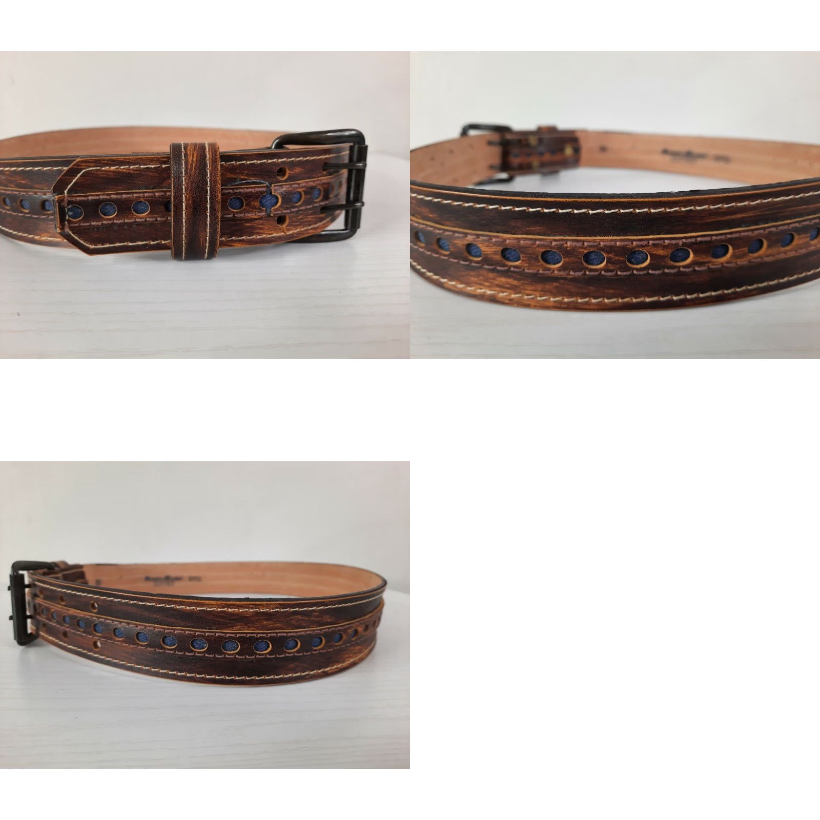 Vintage VINTAGE Stamped Brown Genuine Banded Leather Western Ranger Belt 30 Wood Print Belt Men Regular Brown 30 Western Ranger Belt Size 30 - 8 Thumbnail