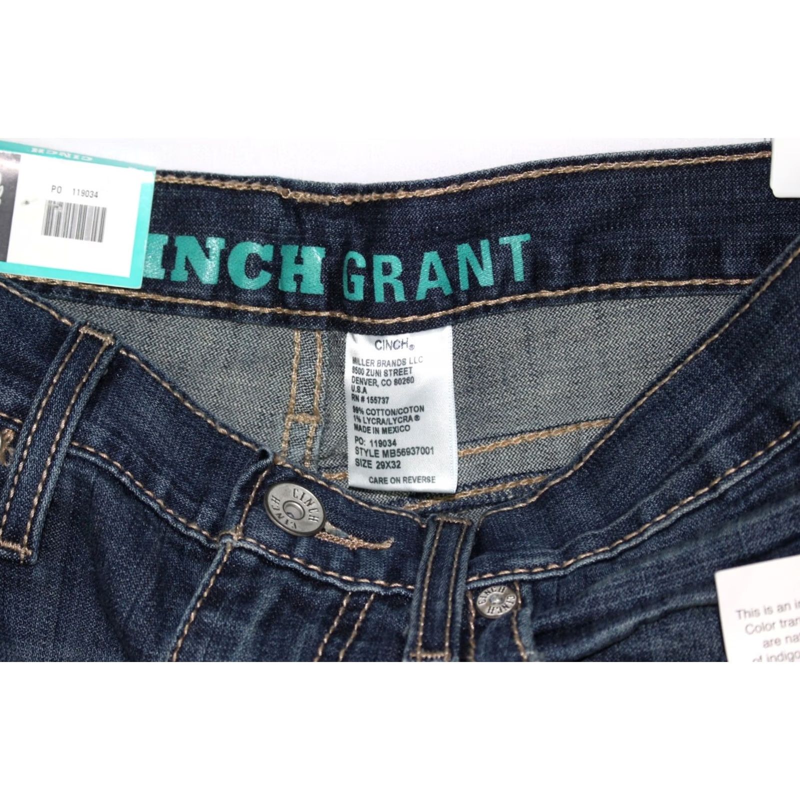 Vintage Cinch Jeans Men's Arenaflex Grant Mid Rise Relaxed Boot Cut 29 x 32 Blue Stretch Size US 29 - 4 Thumbnail