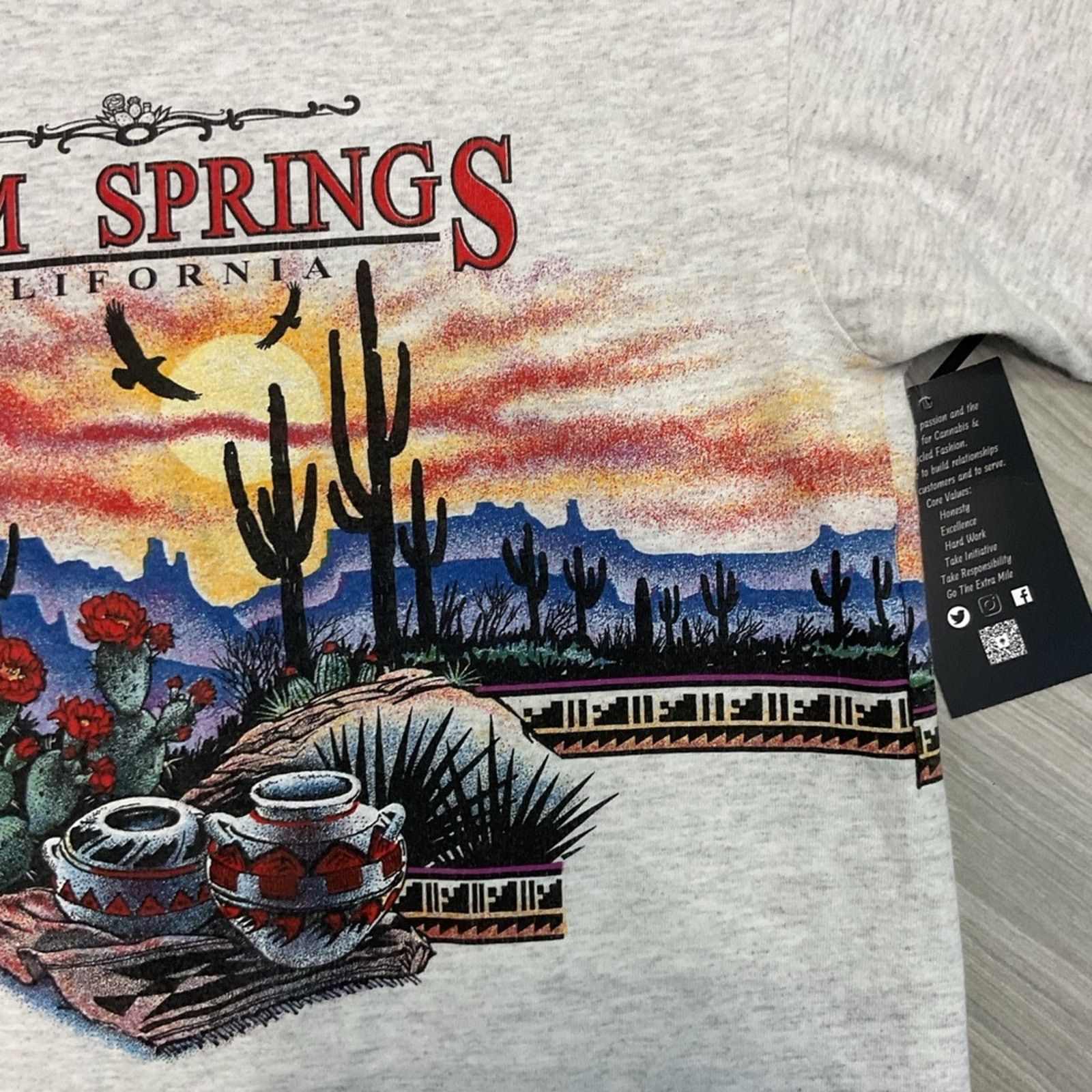 Delta Vintage 90s DeltaPalm Springs California Western T-Shirt Size US S / EU 44-46 / 1 - 4 Thumbnail