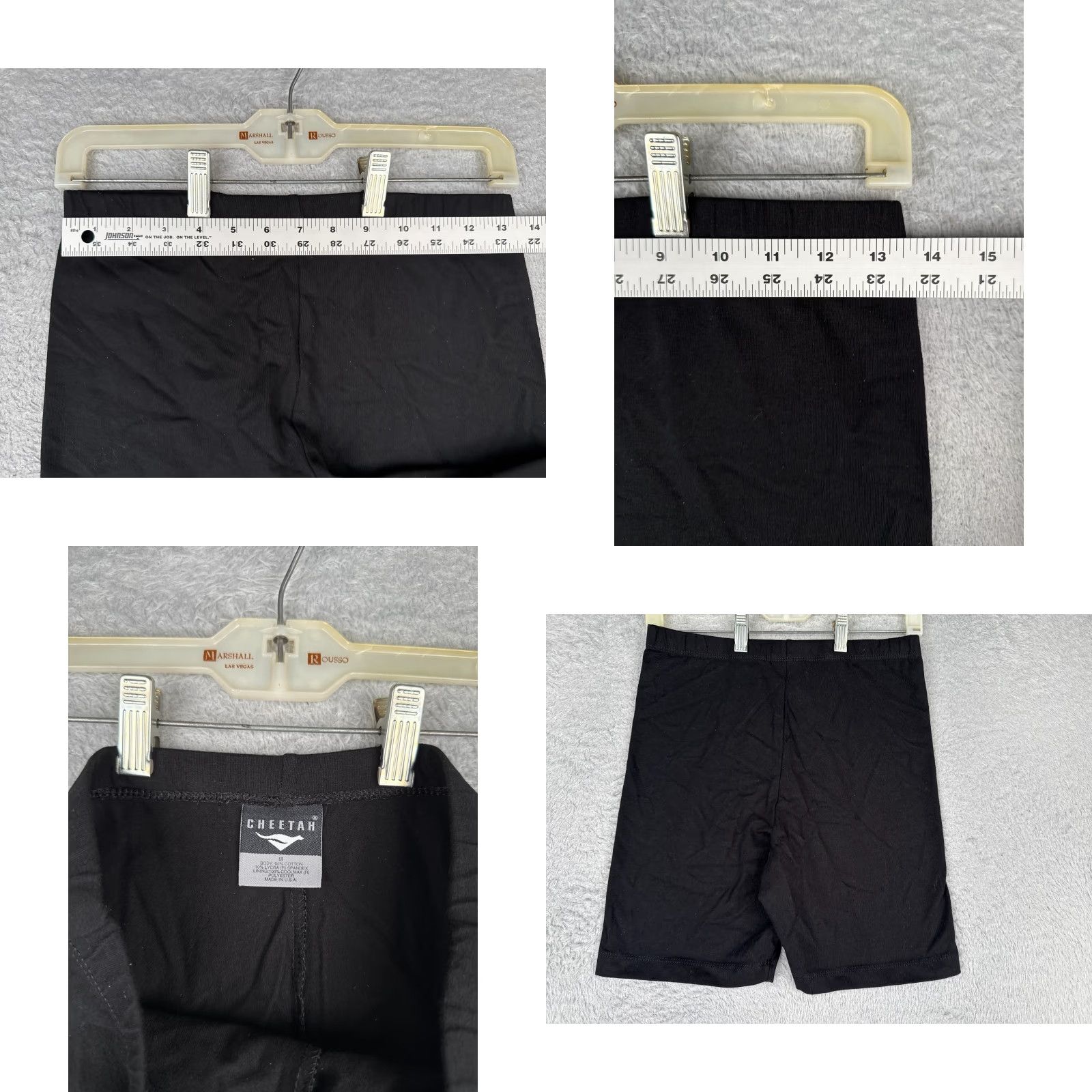 Vintage Cheetah Shorts Womens Medium Black Workout Gym Cotton Spandex Blend Size 32" / US 10 / IT 46 - 8 Thumbnail