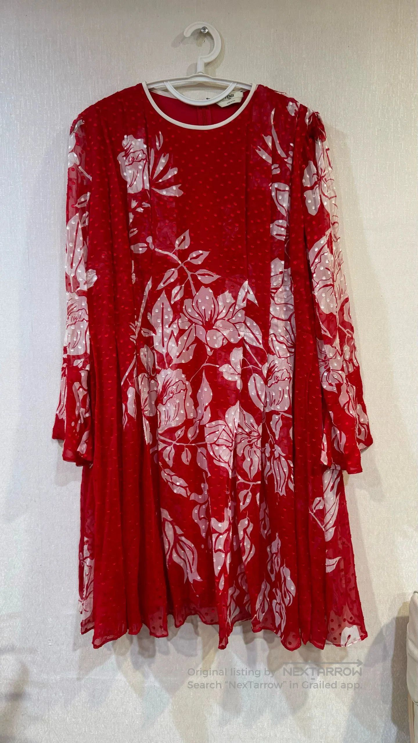 Fendi FENDI Red Silk Floral Print Dress. Size US XS / EU 42 / 0 - 1 Thumbnail