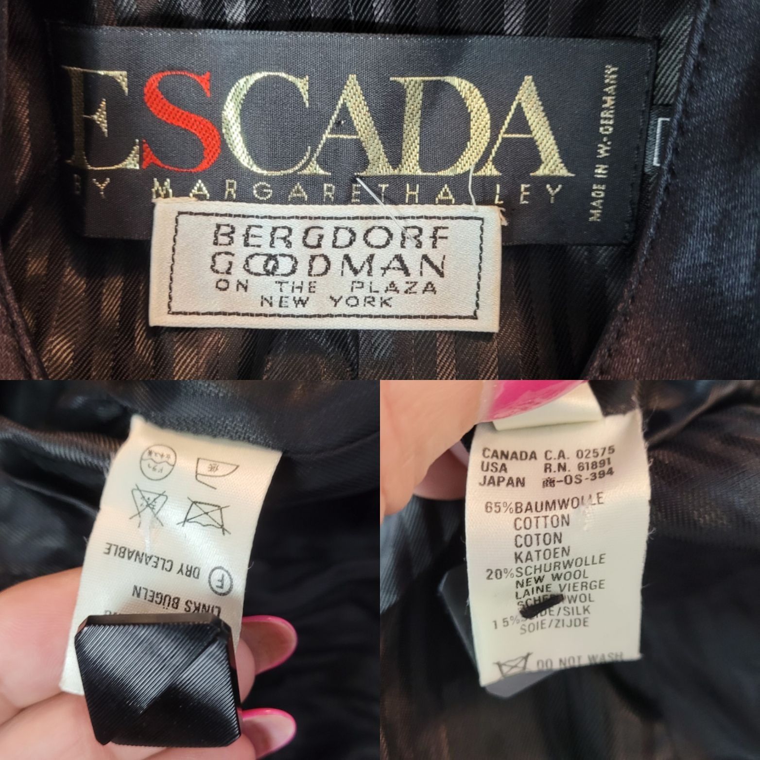 Escada Vintage Escada Womens Black Velvet Tuxedo Bolero Jacket XS F Size XS / US 0-2 / IT 36-38 - 3 Thumbnail
