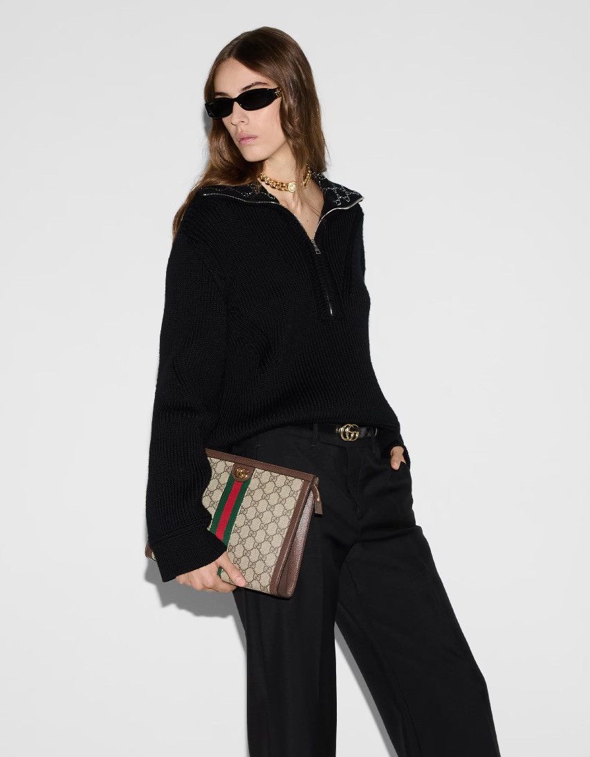 Gucci Gucci GG Supreme Fabric clutch with iconic Web Band Size ONE SIZE - 4 Thumbnail