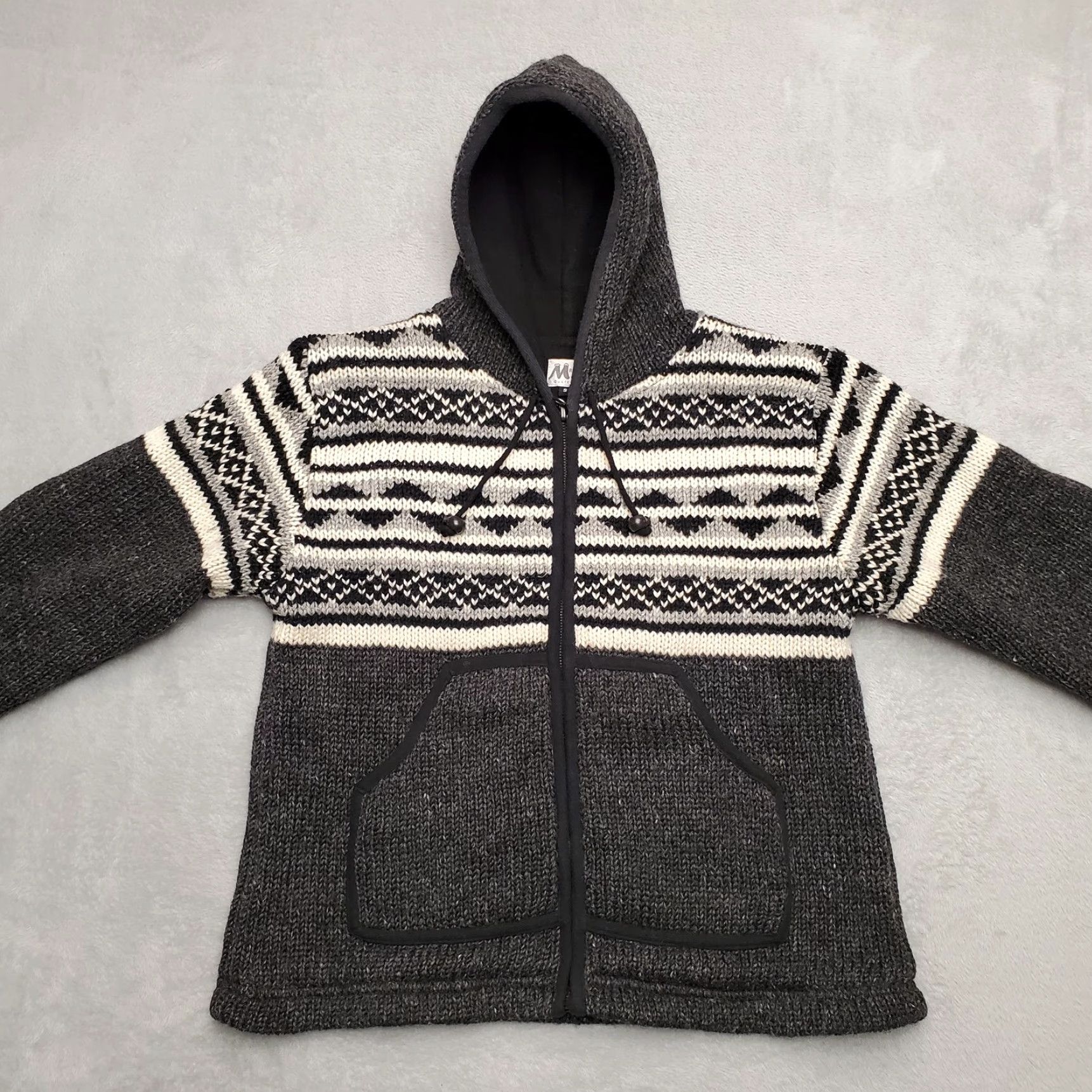 Vintage VINTAGE Rocky Mountain Outfitters Women S Gray Hoodie Sweater Jacket 100% Wool Nepal fleece Knit Plaid Zip Pockets Casual Outdoor Mens Womens Size S / US 4 / IT 40 - 6 Thumbnail