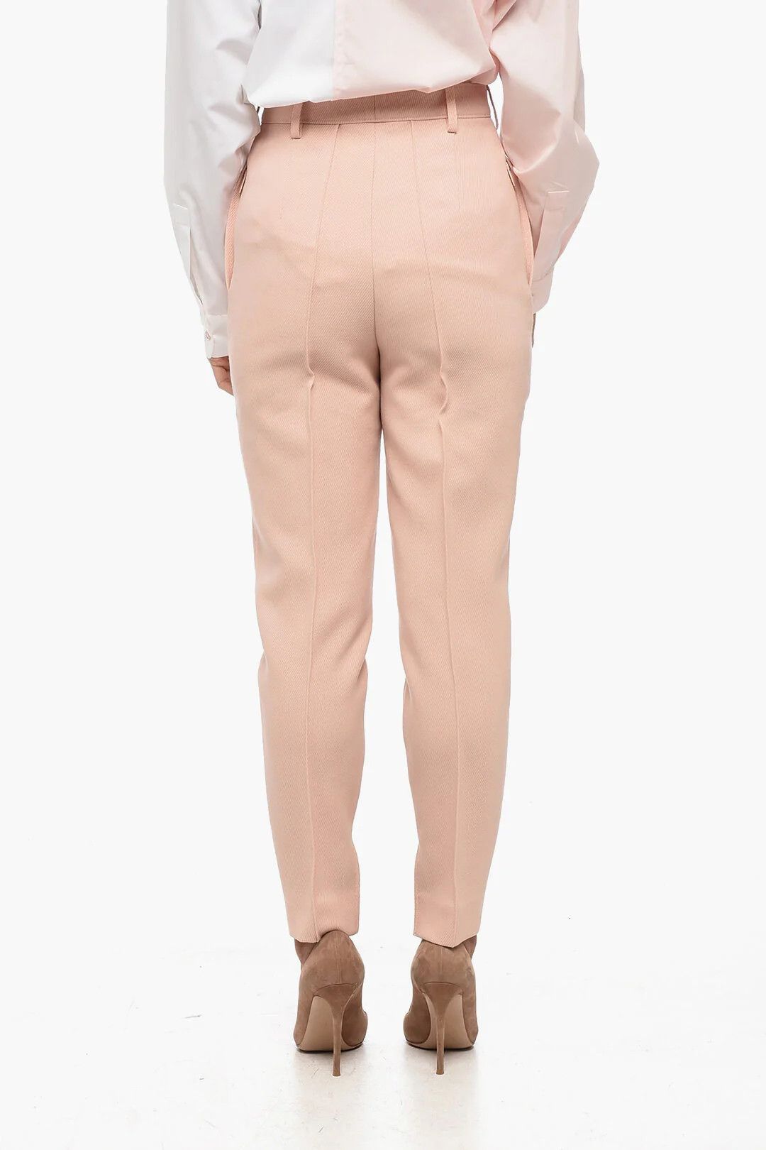 Prada og1mm0426 Wool Twill Pant in Pink Size 26" / US 2 / IT 38 - 2 Thumbnail