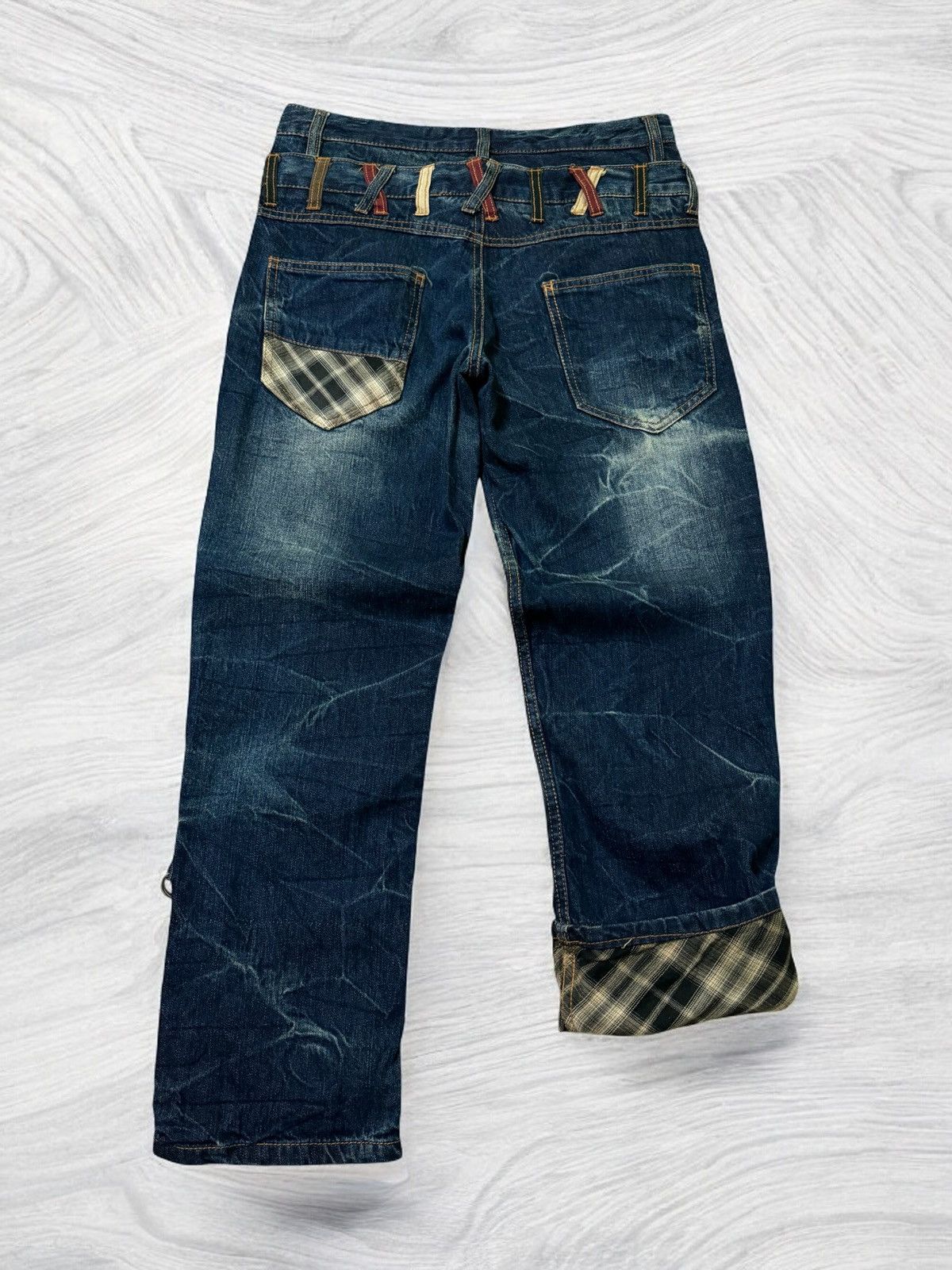 Hysteric Glamour NYLAUS DOUBLE WAIST PLAID TARTAN CLAW MARK DENIM PANTS Size US 30 / EU 46 - 1 Thumbnail