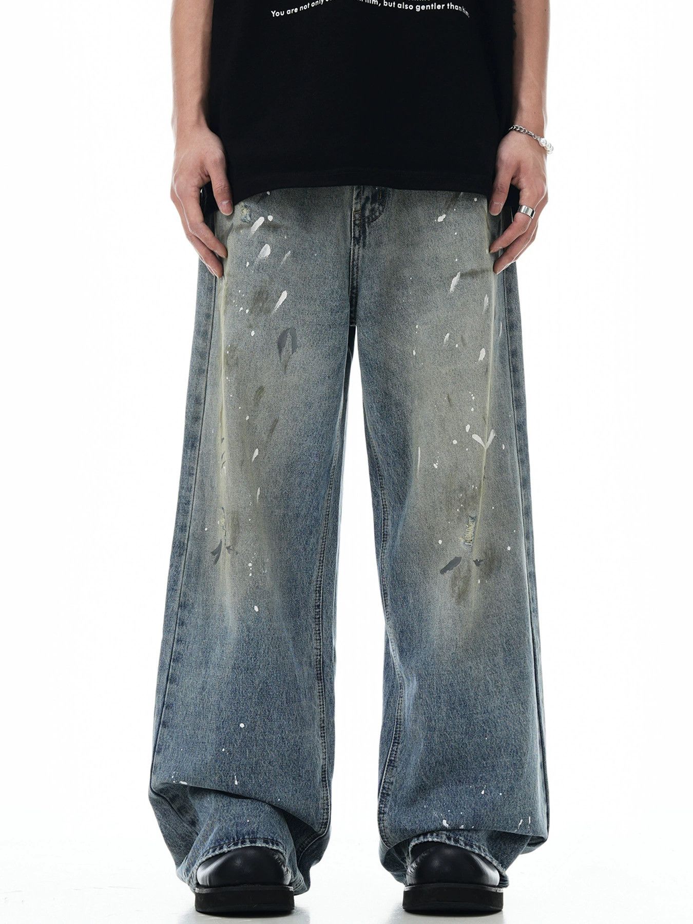 Vintage American men's gradient loose casual ink-splashed jeans Size US 32 / EU 48 - 1 Thumbnail