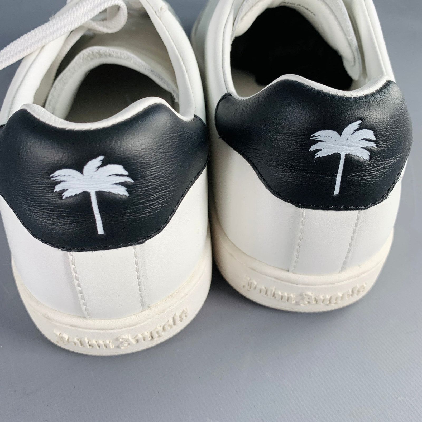 Palm Angels Size 9 White Black Leather Lace-Up Low Top Sneakers Size US 9 / EU 42 - 10 Thumbnail