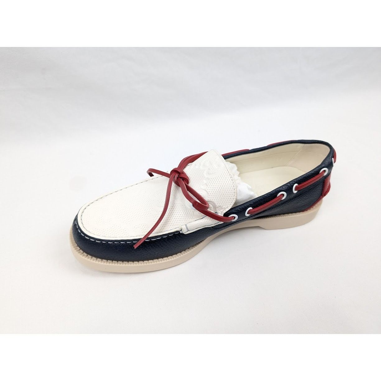 Gucci o1rshd1 Riverside Calf Shoes in Blue/Off White Size US 8.5 / EU 41-42 - 10 Thumbnail