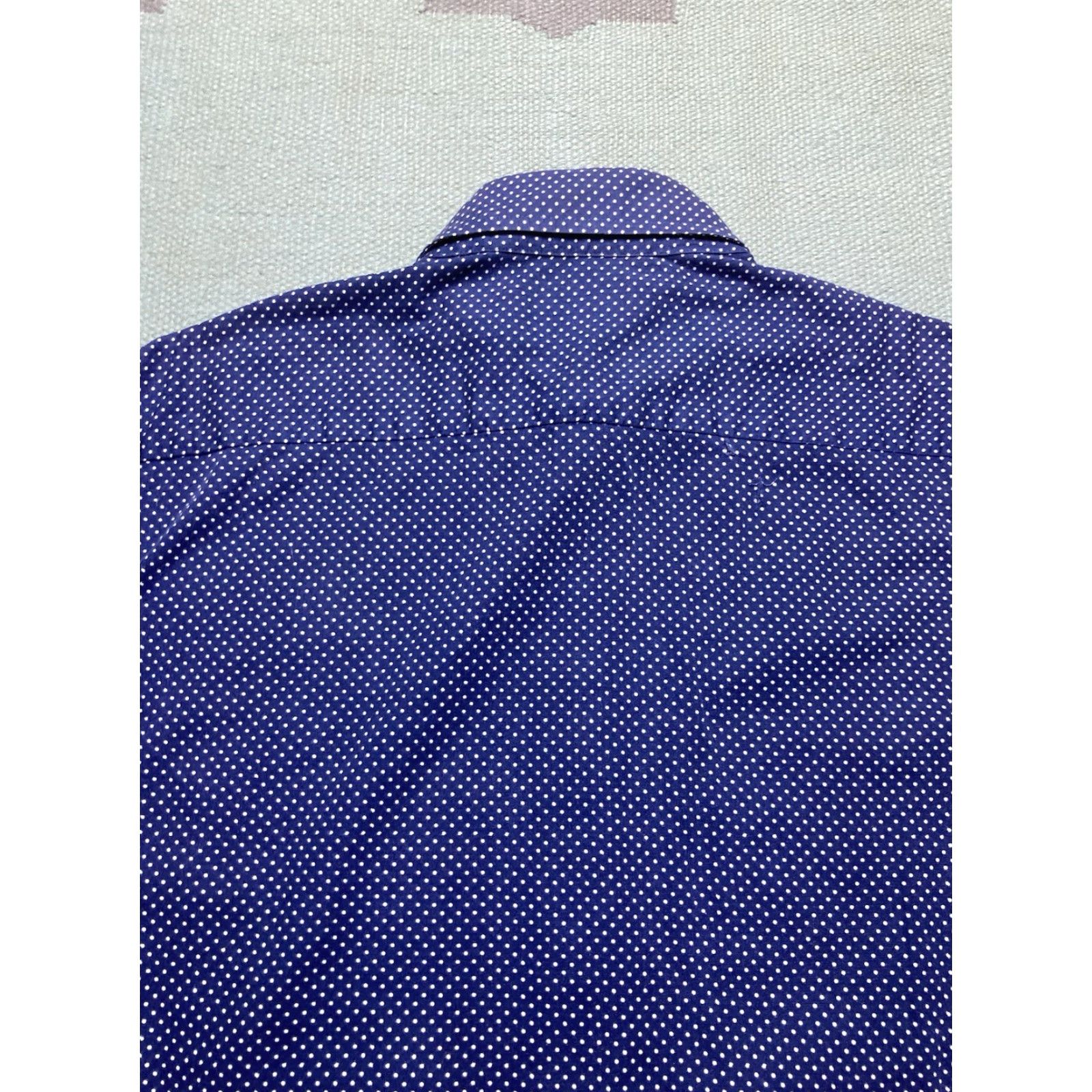 Enro VINTAGE Enro Button-Up Shirt Polka Dot Indigo Blue Short Sleeve Men M Size US M / EU 48-50 / 2 - 7 Thumbnail