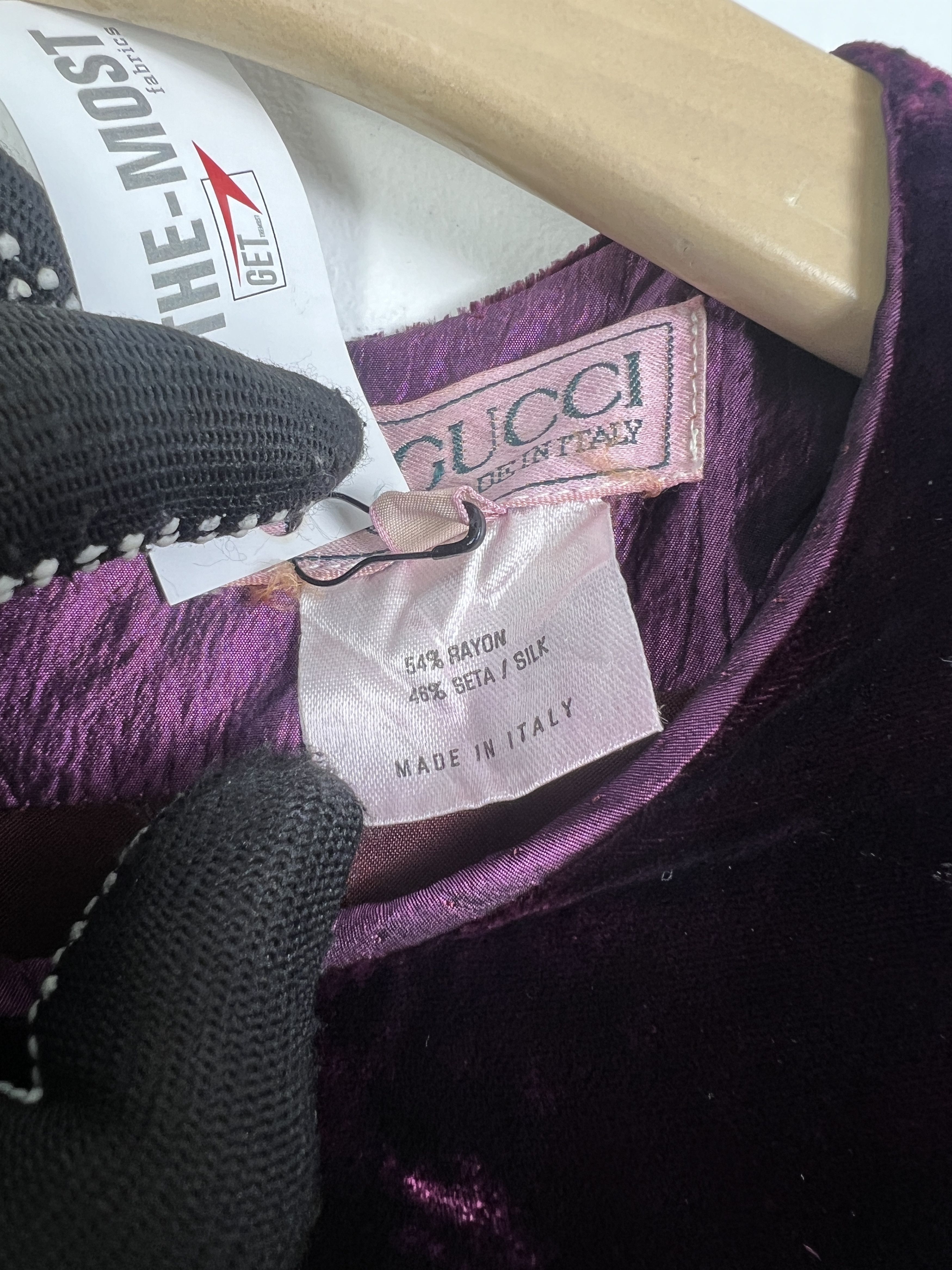 Gucci × Vintage Vintage GUCCI Velvet A-line Dress (42) GTMPT786 Size M / US 6-8 / IT 42-44 - 4 Thumbnail
