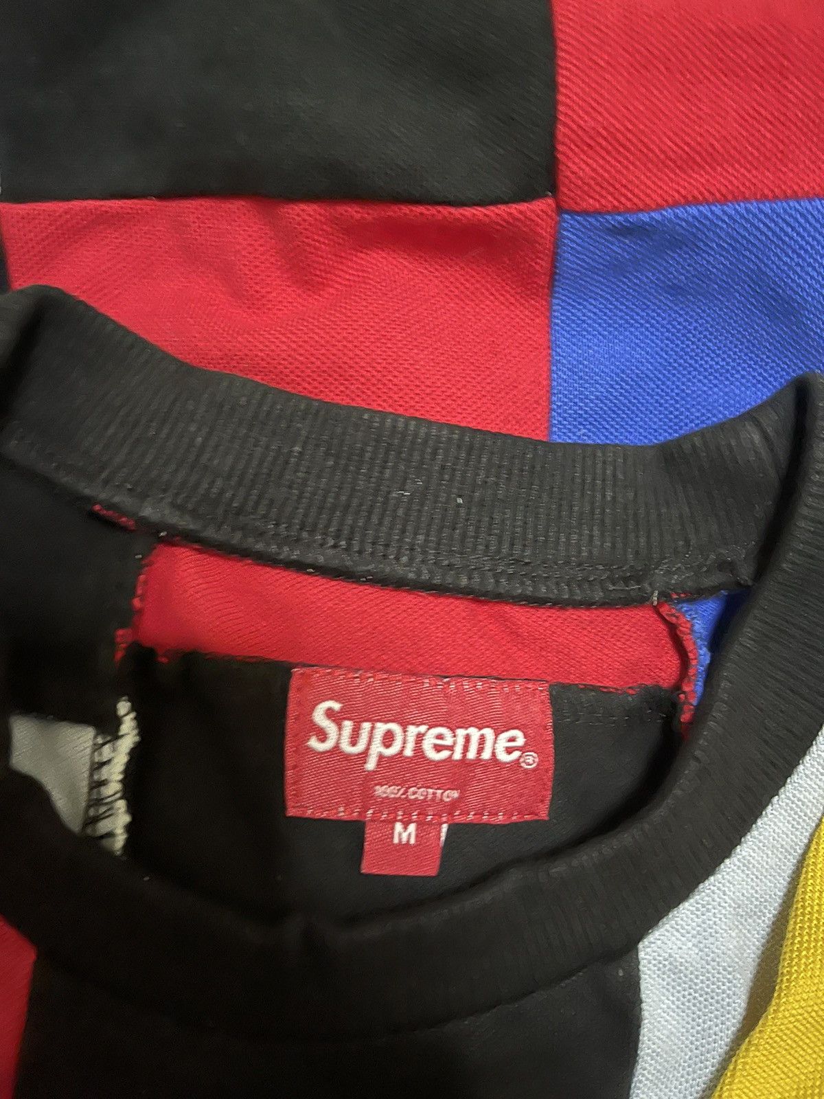 Supreme Supreme patchwork pique Tee red/yellow/blue Size US M / EU 48-50 / 2 - 6 Thumbnail