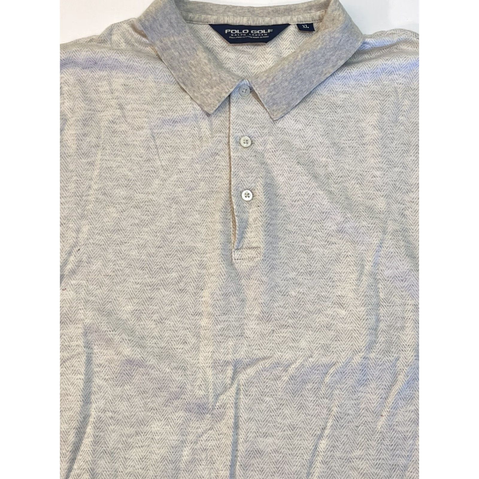 Vintage VINTAGE Polo Golf Mens Short Sleeve Shirt Herringbone Light Gray XL Polo Golf Shirt Short Sleeve Mens XL Gray Button-Up Collar Down Logo Knit Cotton Size US XL / EU 56 / 4 - 2 Thumbnail