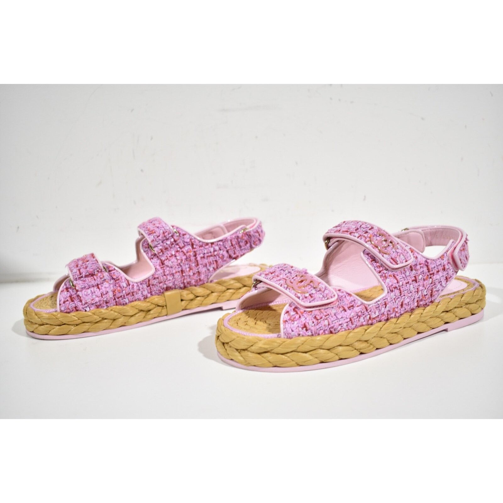 Chanel Chanel 22P Pink Purple Tweed Braid CC Logo Mule Slide Flat Size US 7.5 / IT 37.5 - 10 Thumbnail