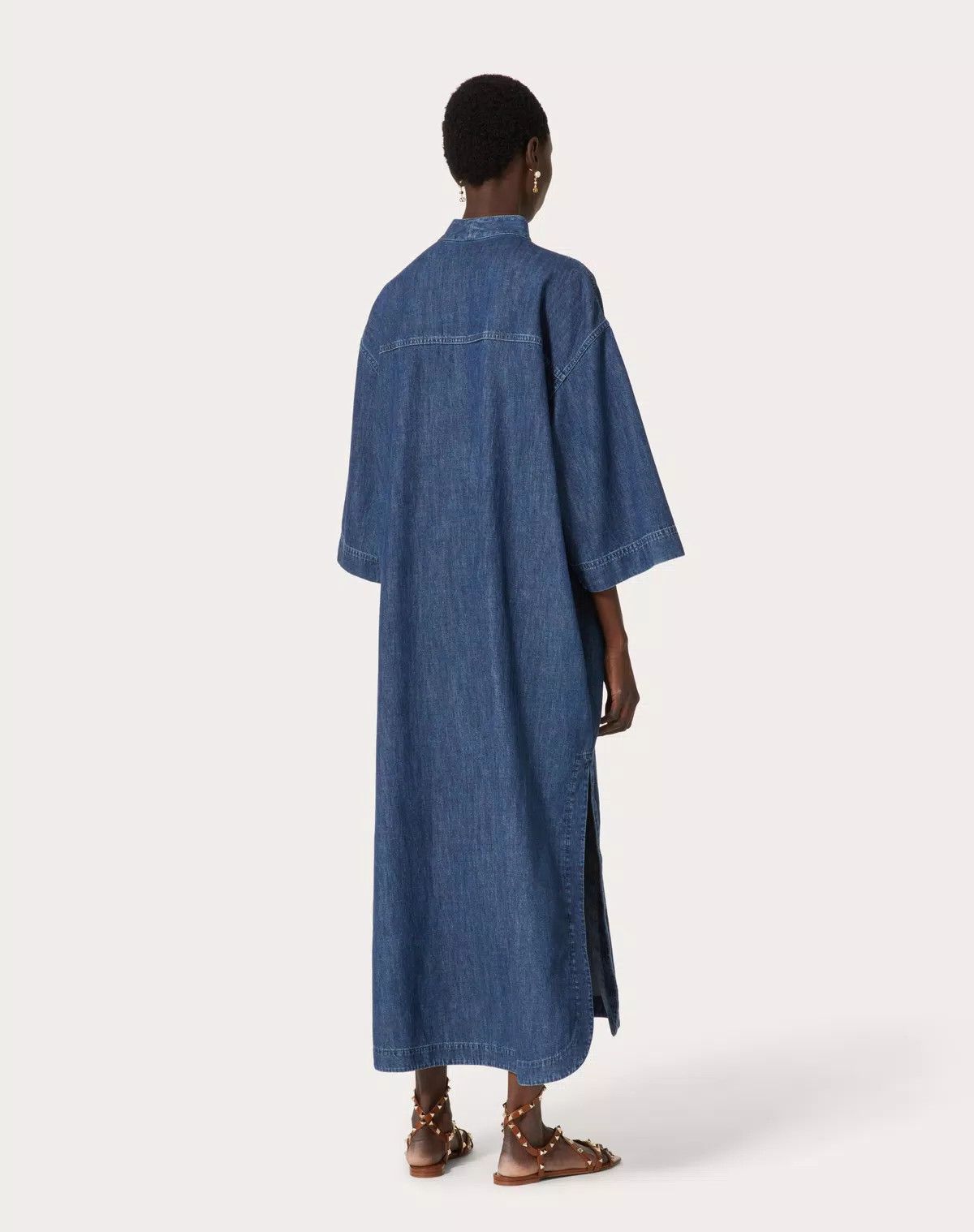Valentino o1s1wg110625 Chambray Denim Kaftan in Medium Blue Size M / US 6-8 / IT 42-44 - 5 Thumbnail