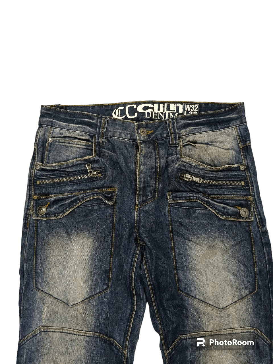 Japanese Brand SICK RIPED MULTIZIPPER POCKET CULT DENIM PANTS Size US 33 - 3 Thumbnail