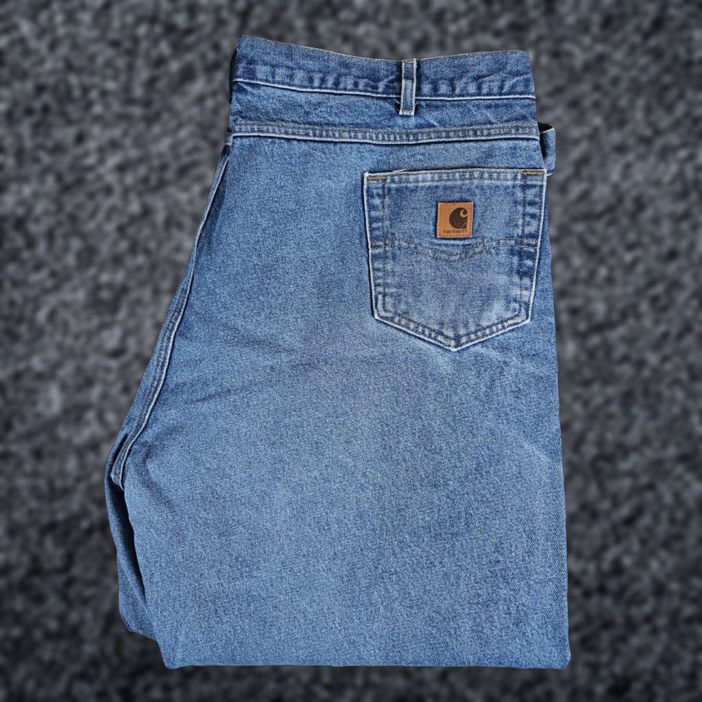Carhartt VINTAGE Carhartt Jeans Blue Denim B17 DST Relaxed Fit Tapered Leg Workwear Mens Sz 50x30 Size US 34 / EU 50 - 1 Thumbnail