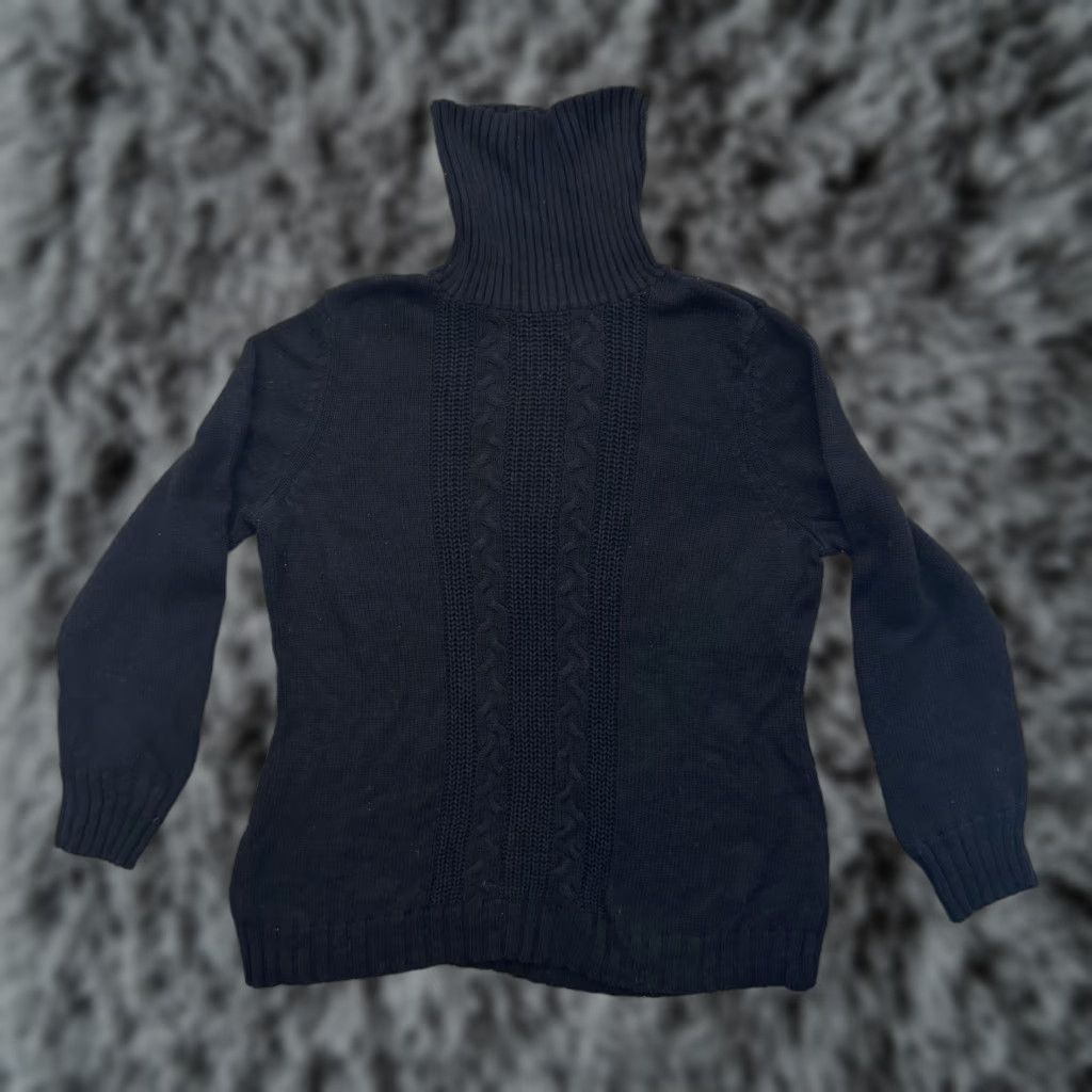 Vintage VINTAGE Fashion Bug Sweater Cable Knit Turtleneck XL Women Long Sleeve Black Knit Pullover Winter Classic Minimalist 60% Cotton 40% Acrylic Size XL / US 12-14 / IT 48-50 - 1 Thumbnail