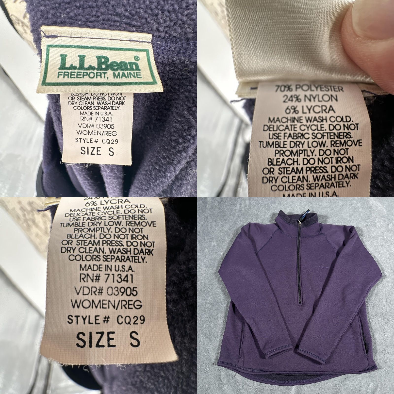 Vintage VINTAGE L.L. BEAN Jacket Womens Small Purple 1/2 Zip Fleece Pullover USA 90s Size S / US 4 / IT 40 - 8 Thumbnail