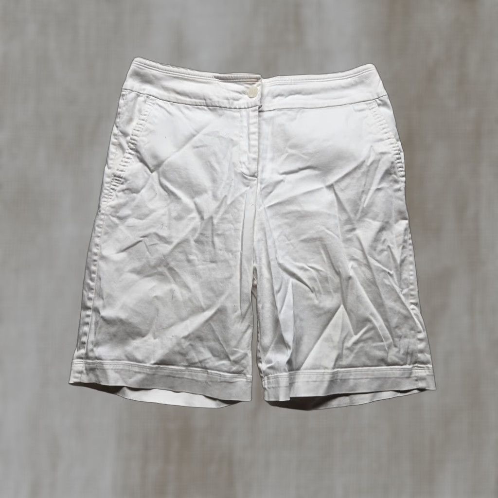 Vintage Allison Taylor White Cotton Bermuda Shorts Women 8 Casual Bermuda Short White Cotton Spandex Womens 8 Size 30" / US 8 / IT 44 - 1 Thumbnail
