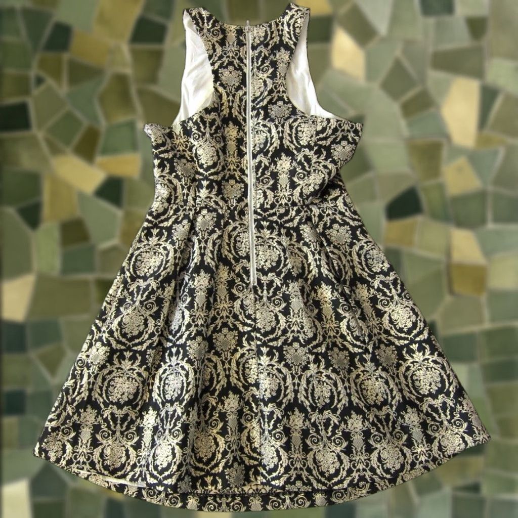 Vintage VINTAGE Gianni Bini Black Gold Paisley Floral Pleated Sleeveless Empire Prom Dress Small Size S / US 4 / IT 40 - 1 Thumbnail