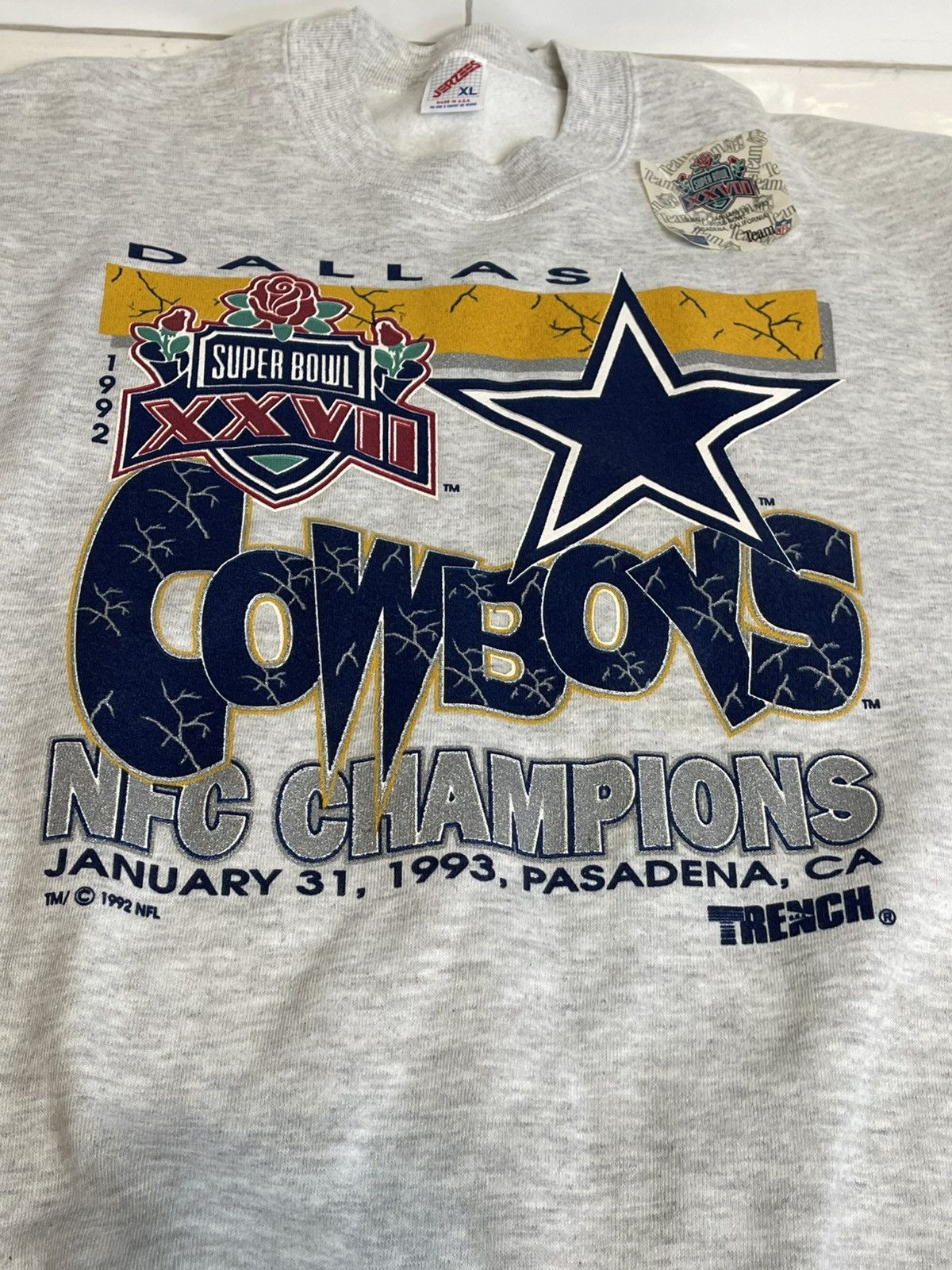 Jerzees Dallas Cowboys 1992 Super Bowl XXVII Sweater Deadstock NWT! Size US XL / EU 56 / 4 - 16 Thumbnail