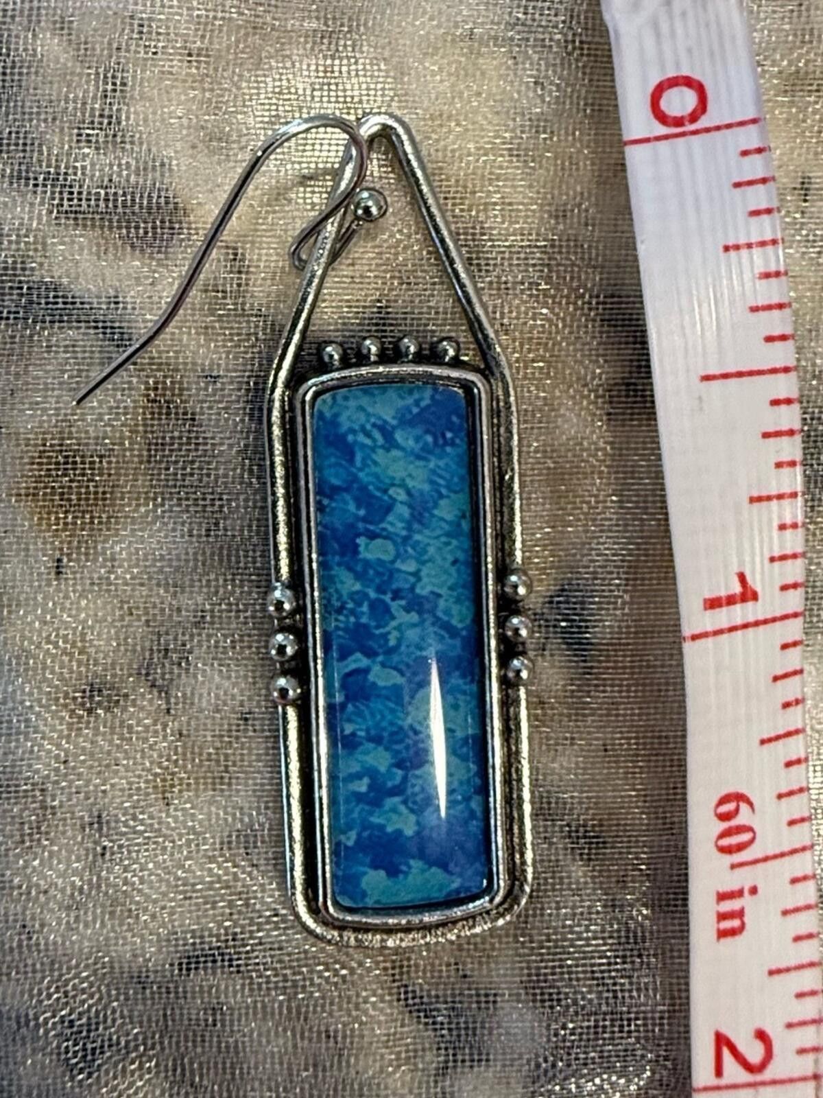 Other Western dangle earrings turquoise & silver tone beaded Size ONE SIZE - 4 Thumbnail
