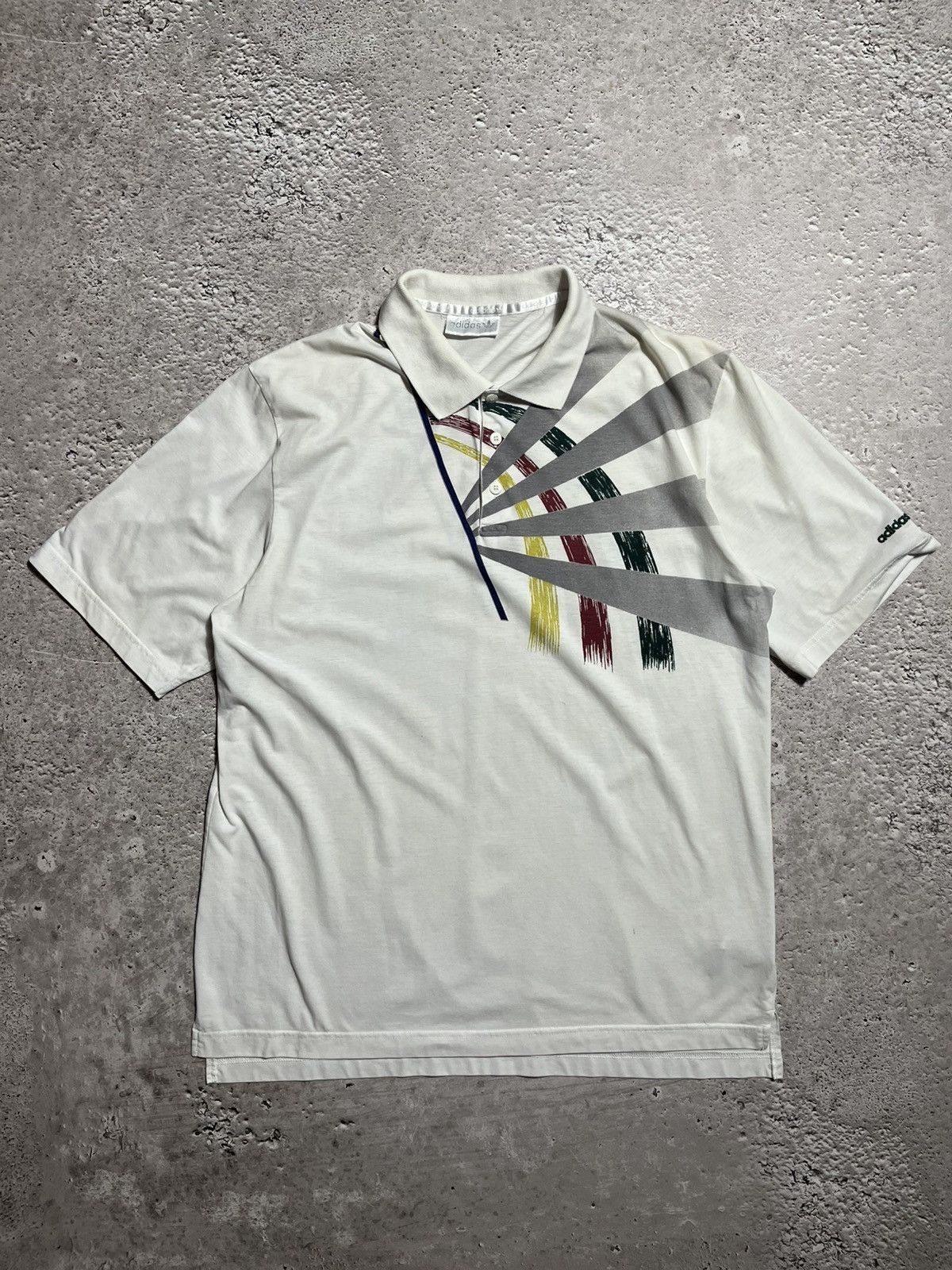 Adidas × Vintage Vintage Adidas Polo Shirt 90s Retro Graphic Short Sleeve Size US L / EU 52-54 / 3 - 1 Thumbnail
