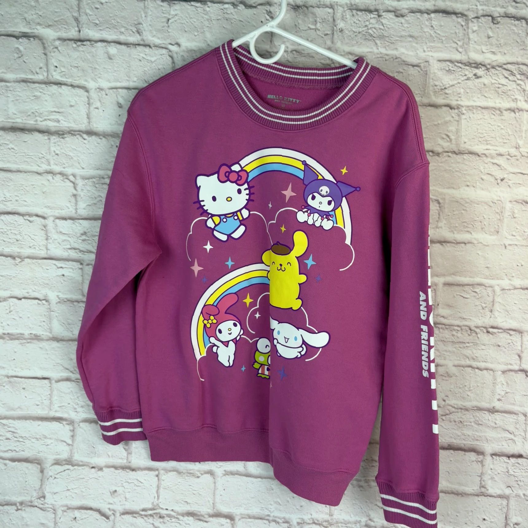 Vintage Sanrio Sweatshirt Hello Kitty And Friends Womens Medium Pink Rainbow Graphic Size M / US 6-8 / IT 42-44 - 3 Thumbnail