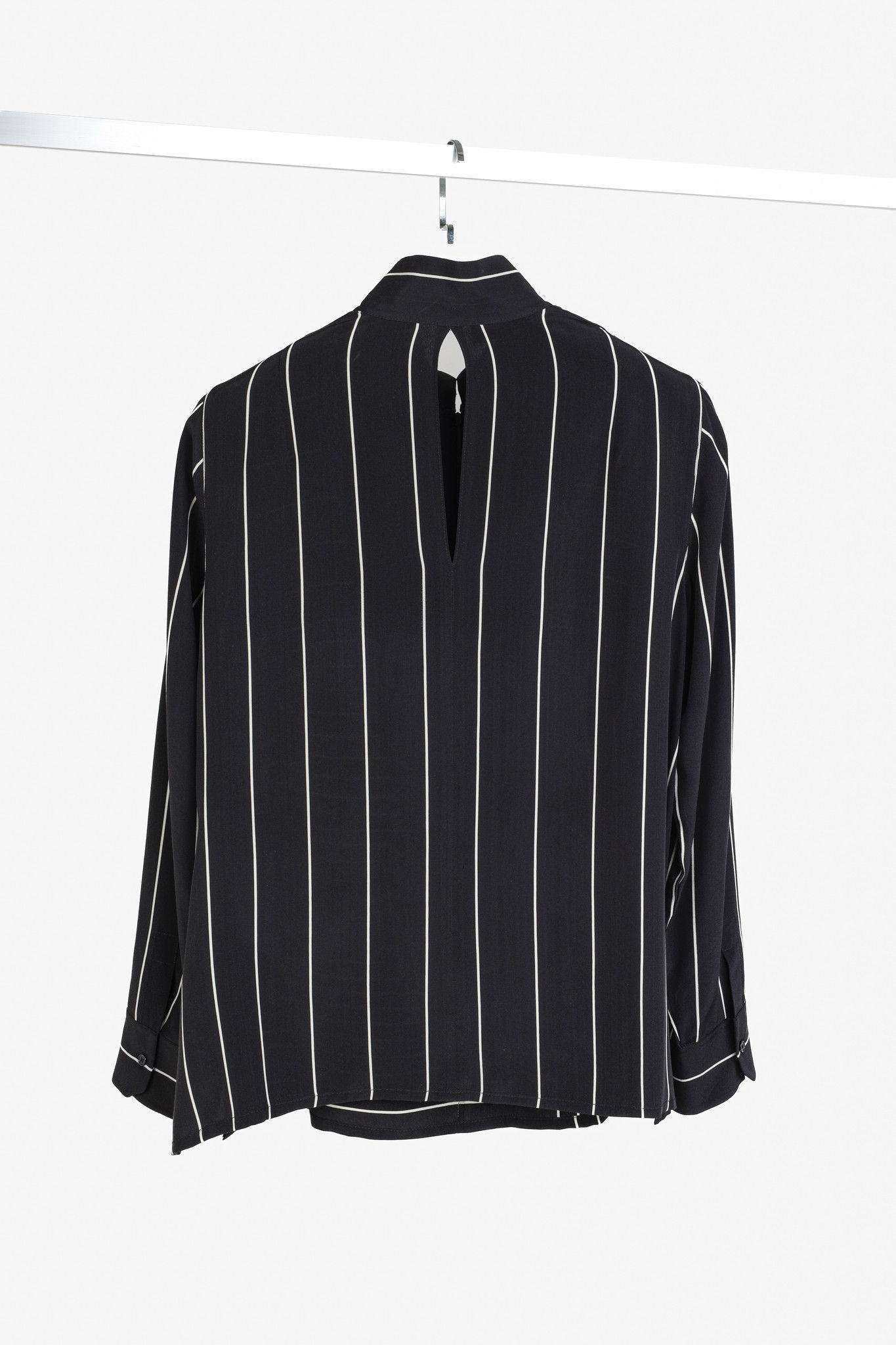Akris Akris Black Taupe Geometric Stripes Zip-Front Silk Blouse Size L / US 10 / IT 46 - 2 Thumbnail
