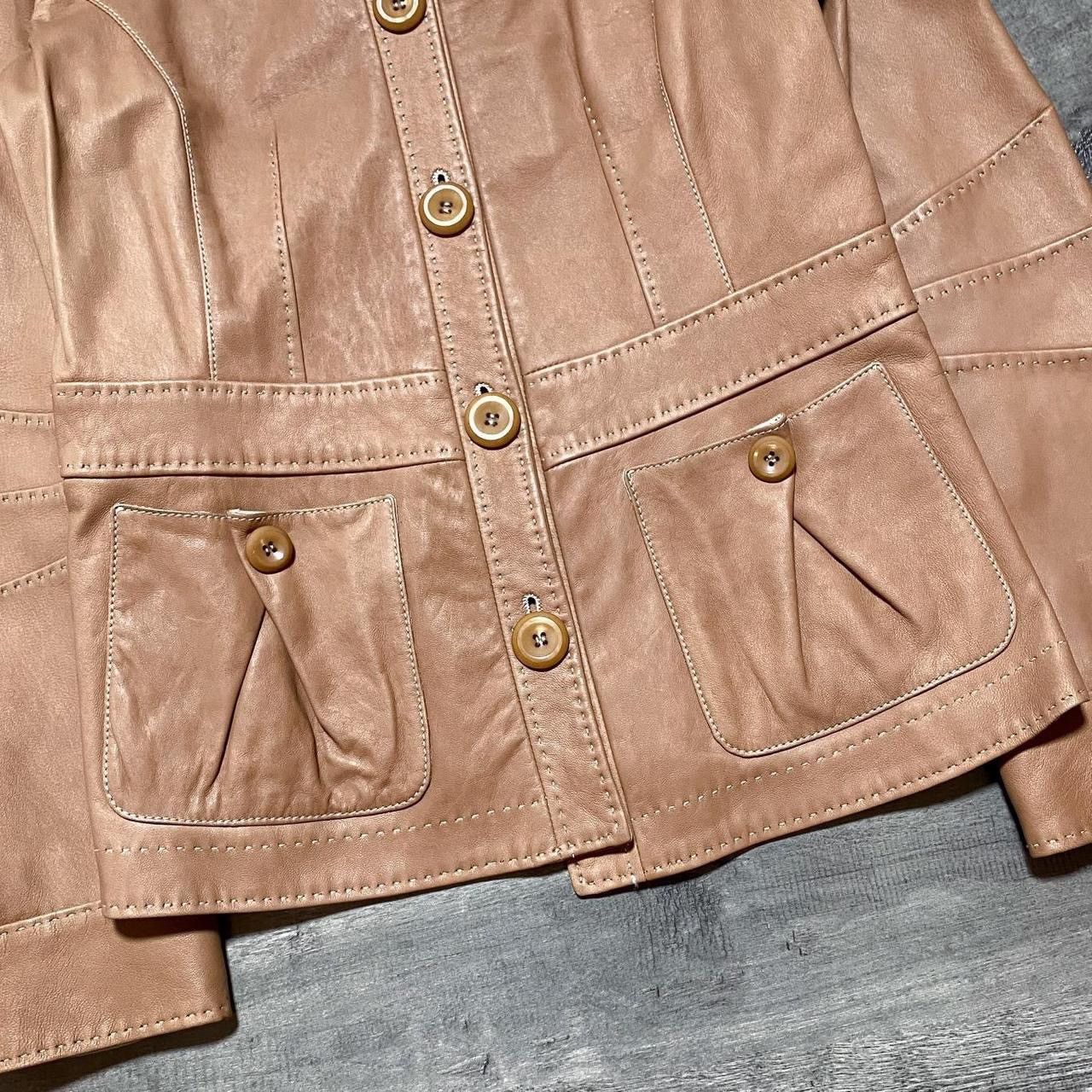 Armani Collezioni ARMANI COLLEZIONI Lambskin Tan Leather Button Up Jacket Size S / US 4 / IT 40 - 2 Thumbnail
