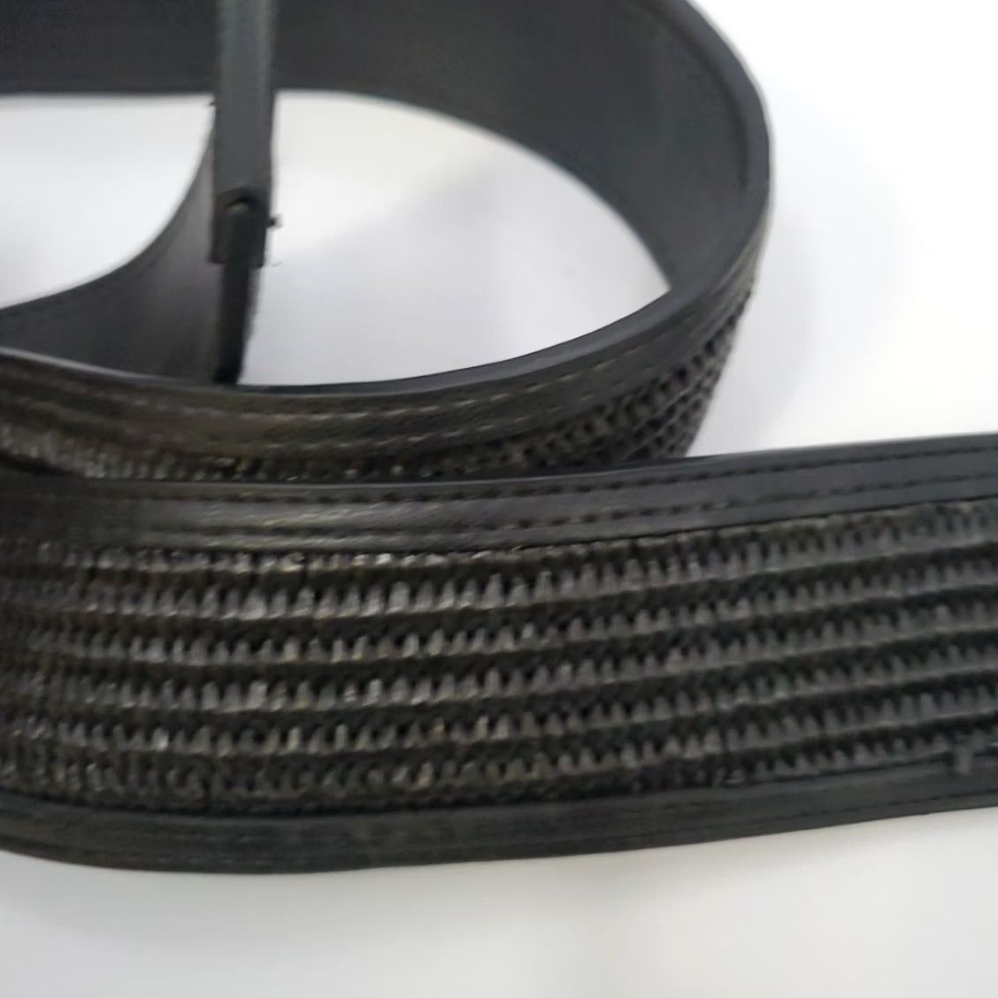 Vintage Lane Bryant Black Square Buckle Belt Woven Stitch Detail Plus Size 26/28 Belt Women Menless Stretch Adjustable Buckle Black 26-28 USA 90s? Size ONE SIZE - 5 Thumbnail