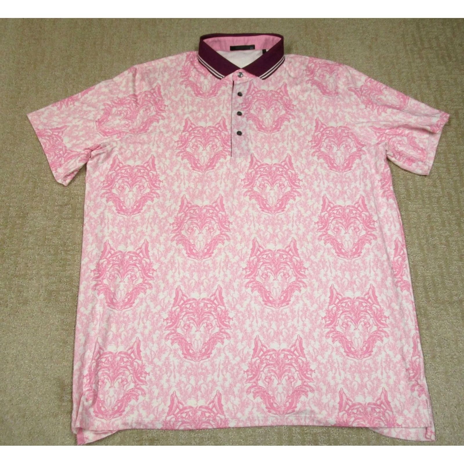 Vintage Greyson Polo Shirt Men 2XL Pink Geometric Golf AOP Short Sleeve with Logo Casual Sports Shirt Size US XXL / EU 58 / 5 - 2 Thumbnail