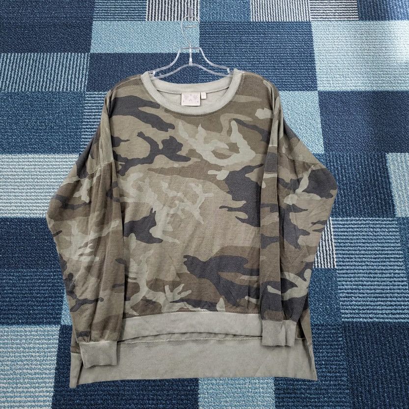 Vintage Dantelle Sweatshirt Women L Green Pullover Camouflage Loop Terry Size L / US 10 / IT 46 - 1 Thumbnail