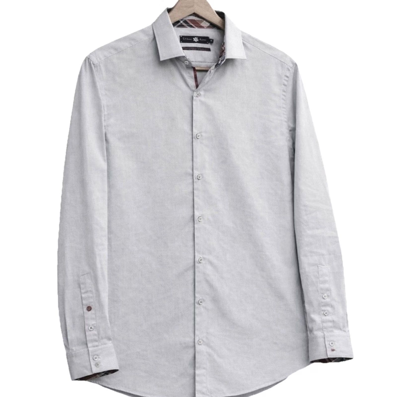 Vintage Stone Rose Gray Slim Fit Stretch Dress Shirt Contrast Collar Tailored 6/Small Size 36R - 2 Thumbnail